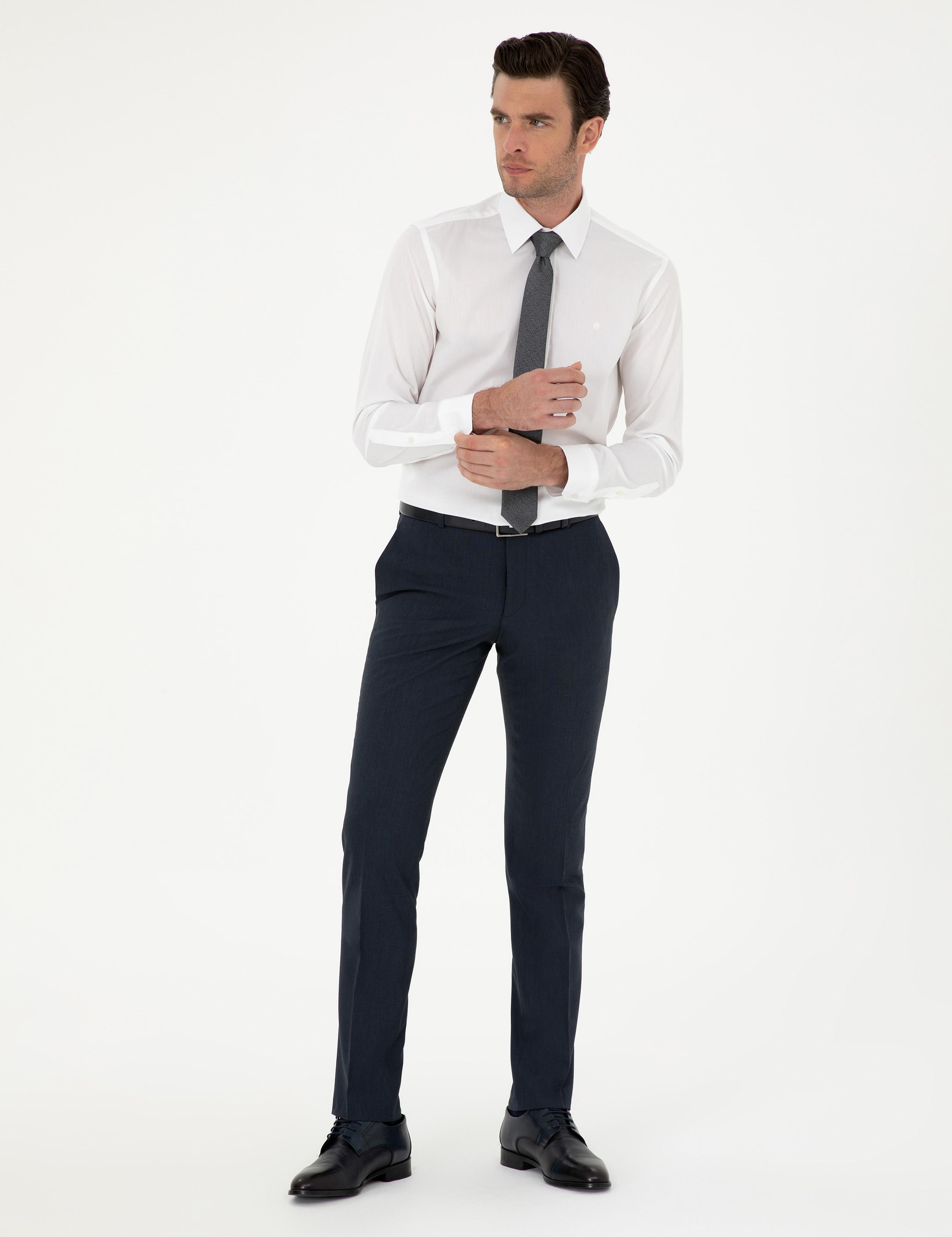 Beyaz Slim Fit Pamuk Klasik Gömlek - 50294746006