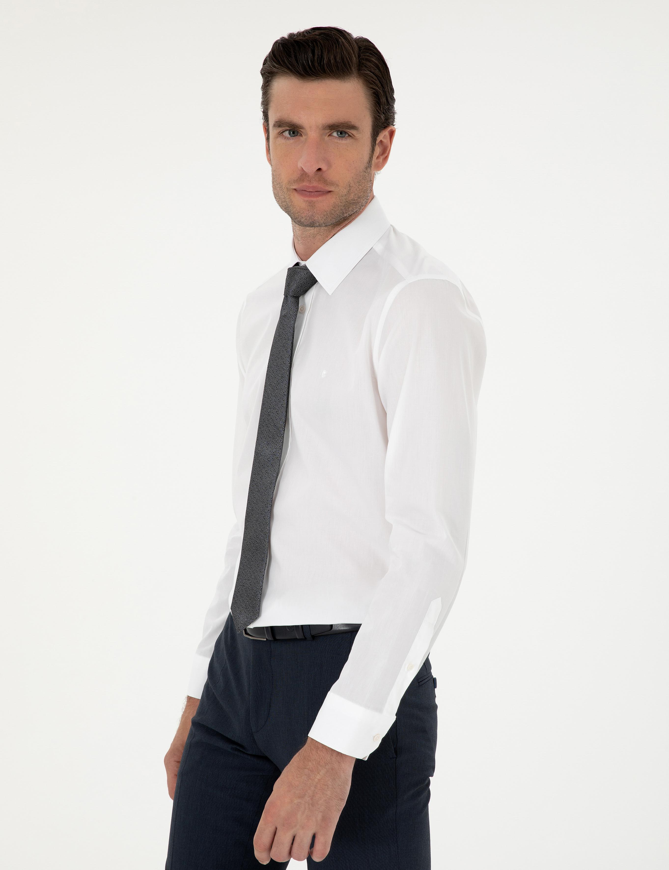 Beyaz Slim Fit Pamuk Klasik Gömlek - 50294746006