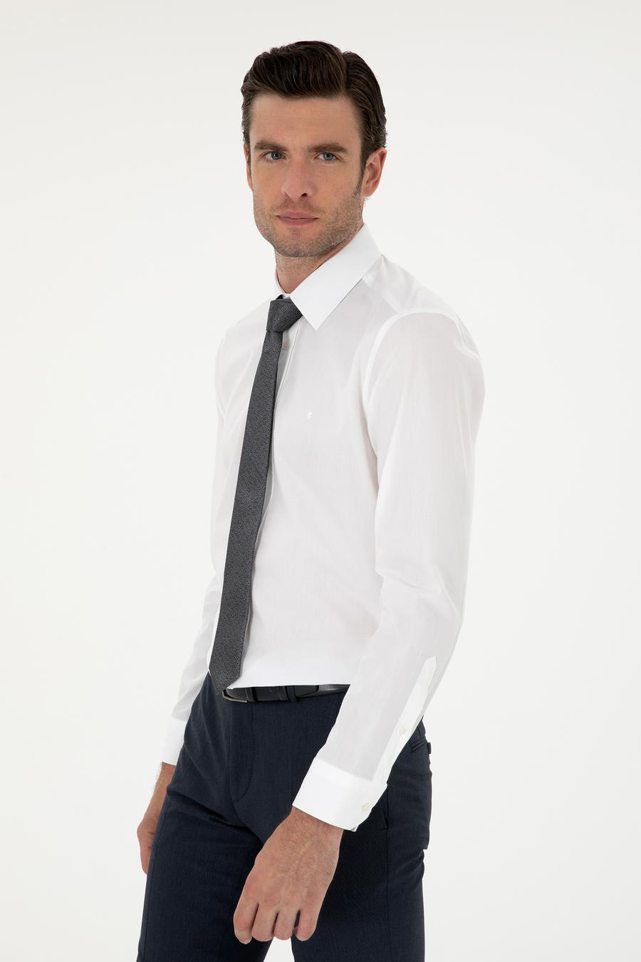 Beyaz Slim Fit Pamuk Klasik Gömlek - 50294746006