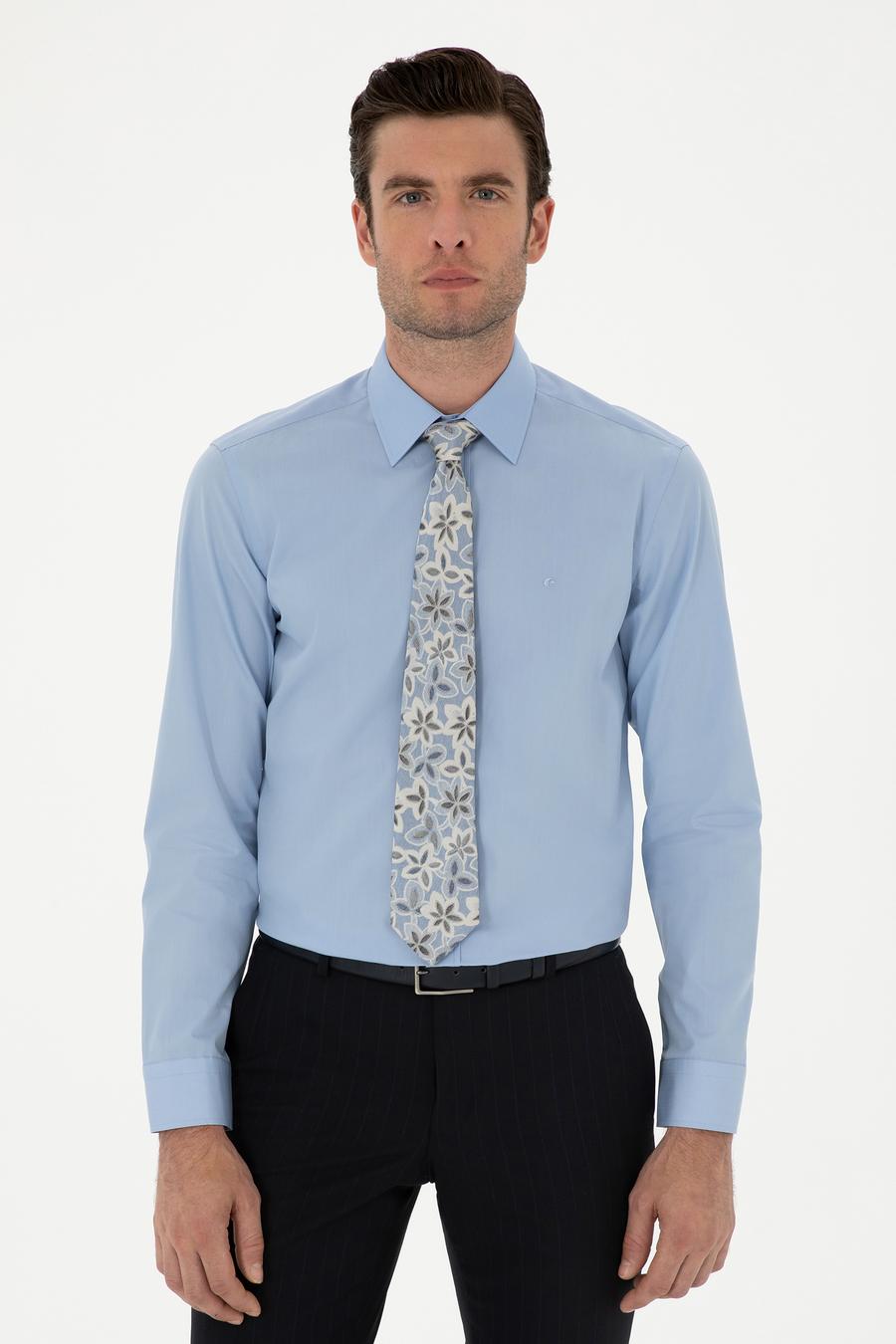 Koyu Mavi Slim Fit Pamuk Klasik Gömlek - 50294746045