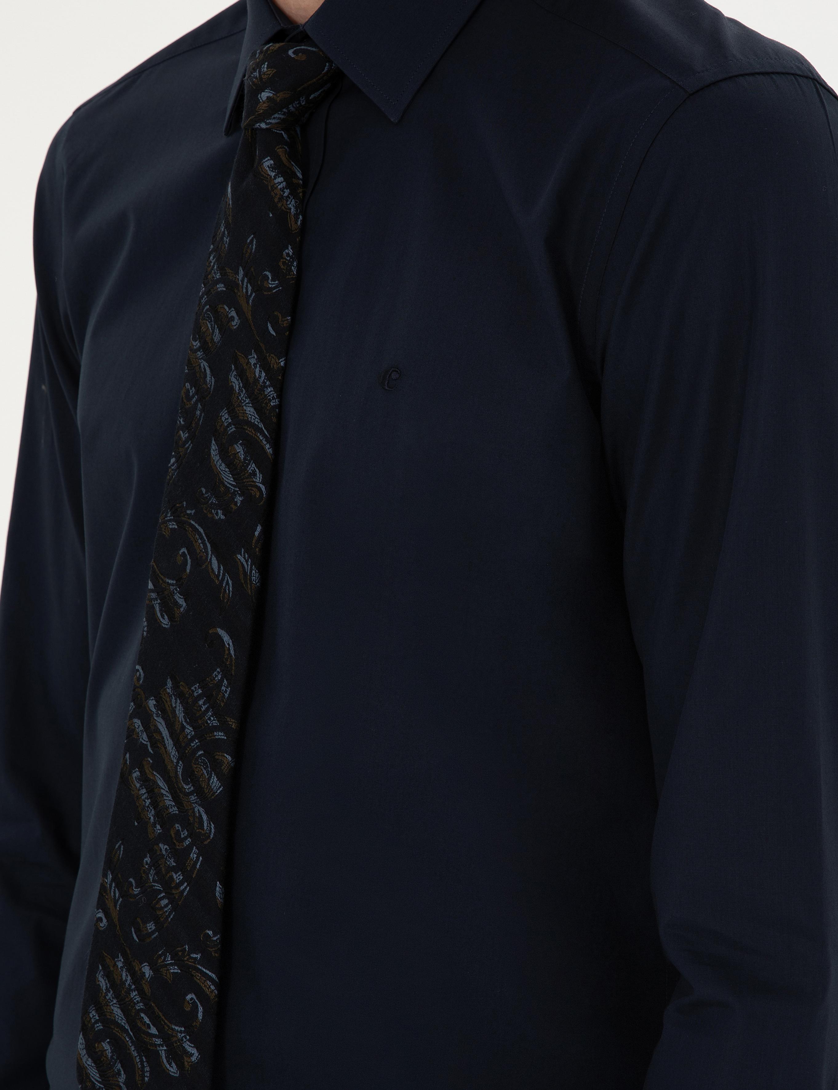 Lacivert Slim Fit Pamuk Klasik Gömlek - 50294746074
