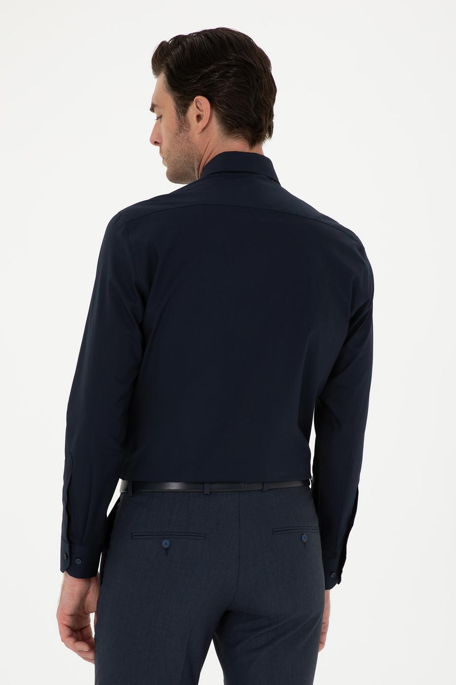 Lacivert Slim Fit Pamuk Klasik Gömlek - 50294746074