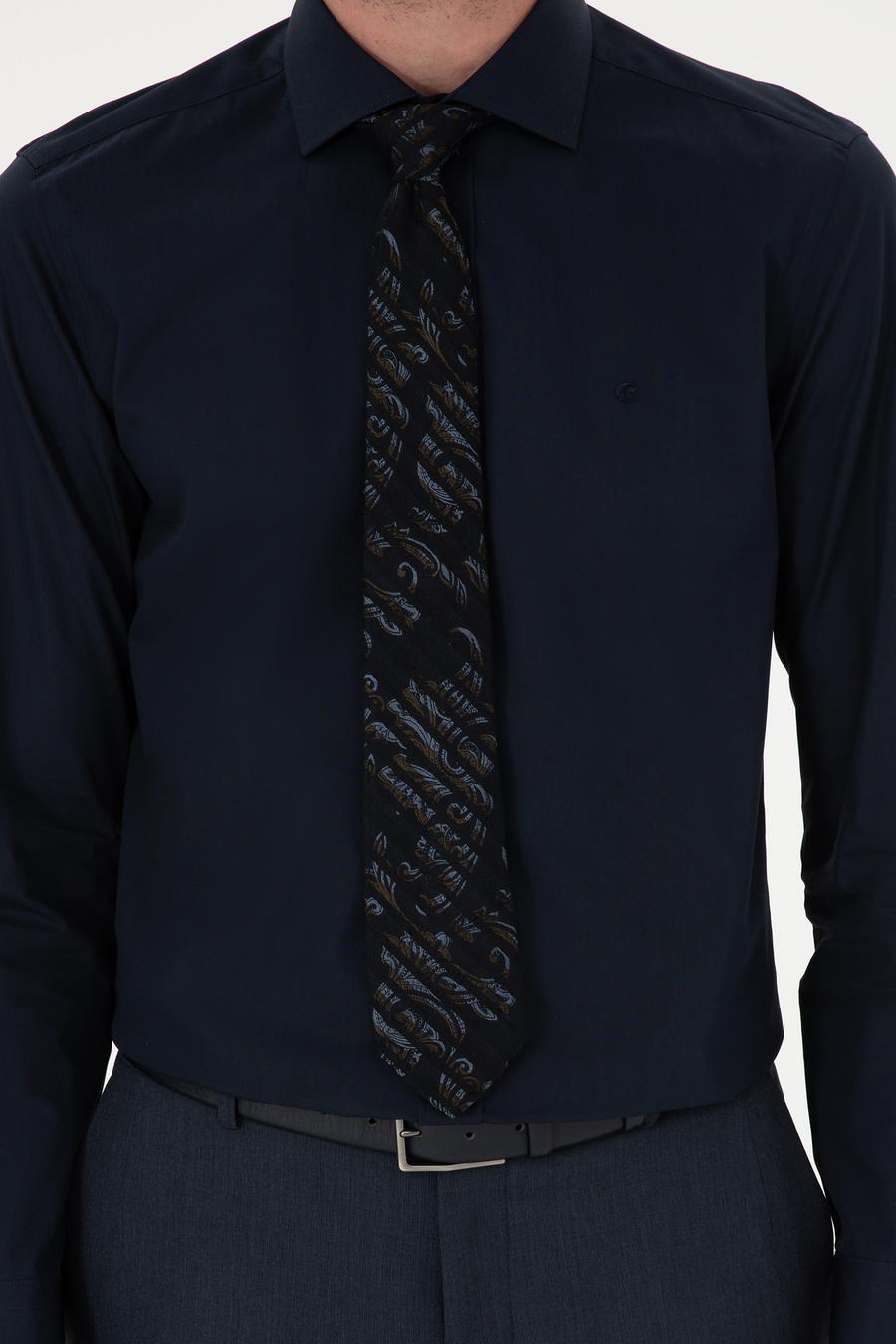 Lacivert Slim Fit Pamuk Klasik Gömlek - 50294755047