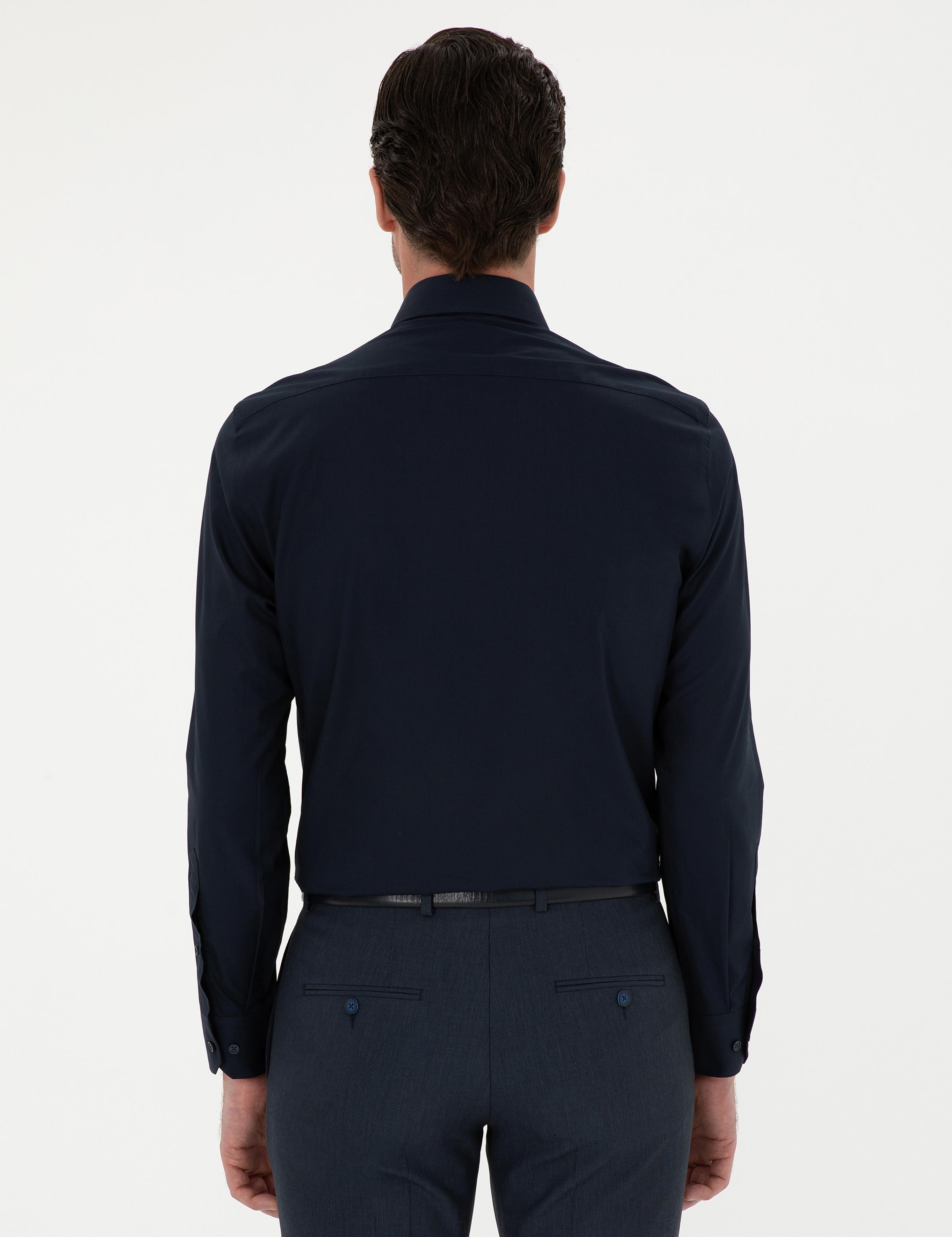 Lacivert Slim Fit Pamuk Klasik Gömlek - 50294755047