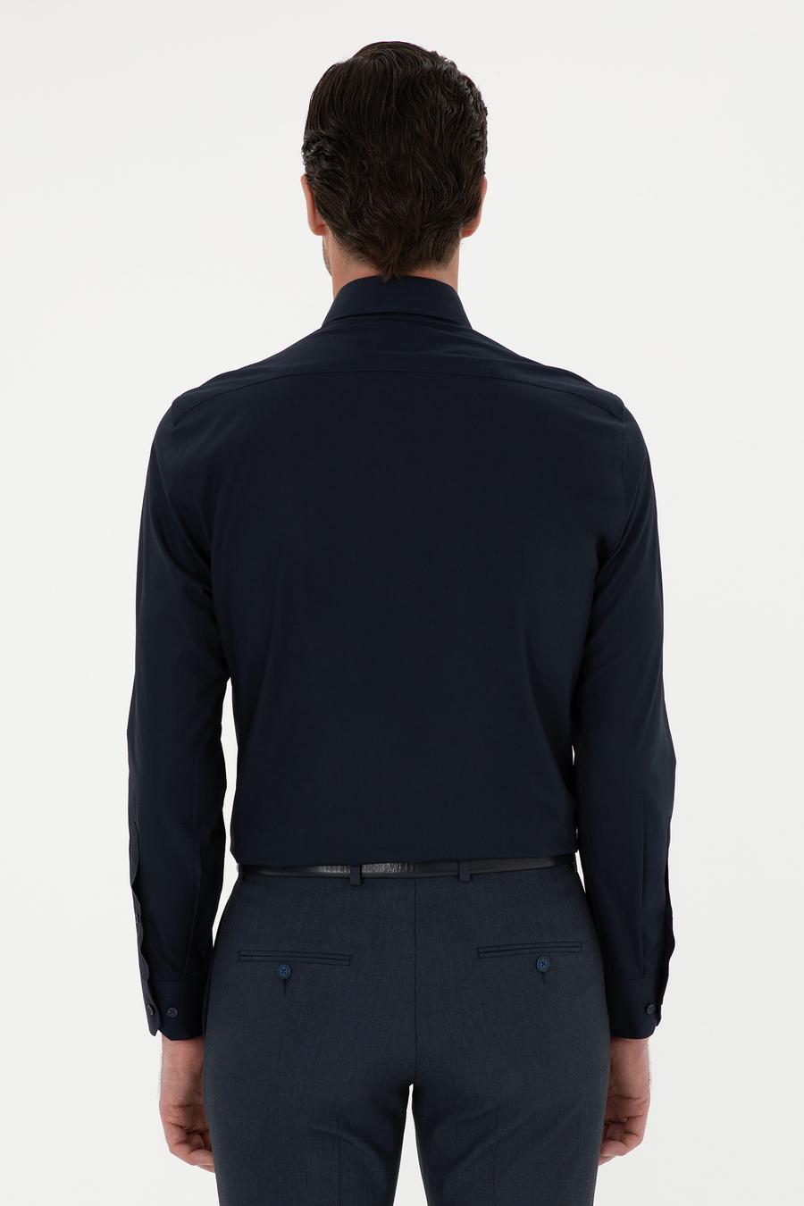 Lacivert Slim Fit Pamuk Klasik Gömlek - 50294755047