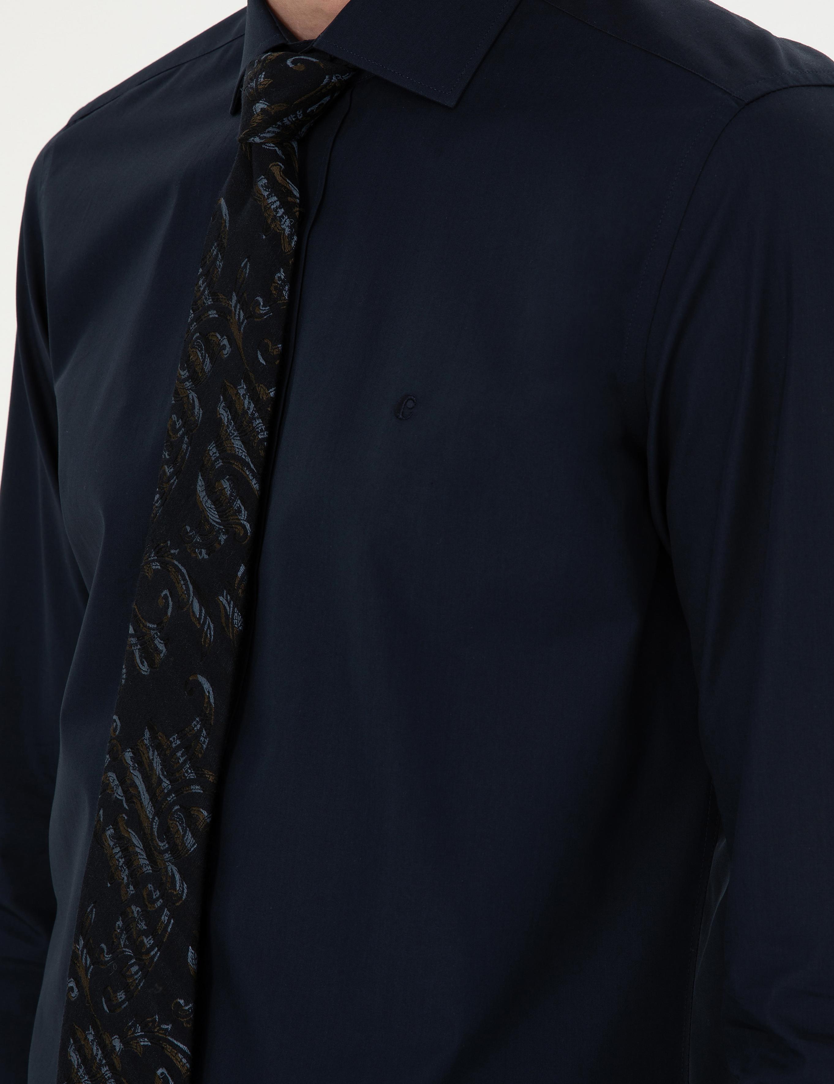 Lacivert Slim Fit Pamuk Klasik Gömlek - 50294755047