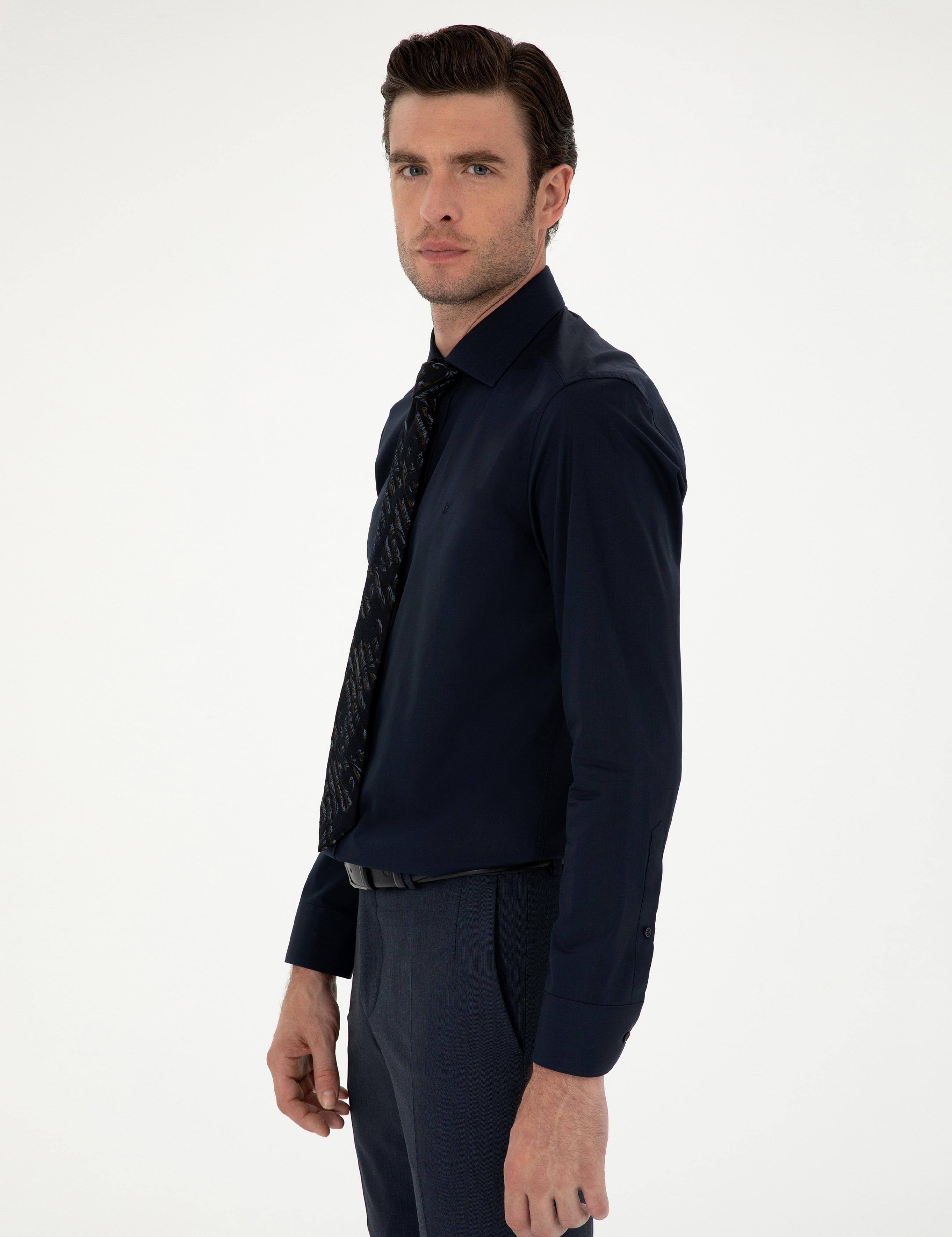 Lacivert Slim Fit Pamuk Klasik Gömlek - 50294755047