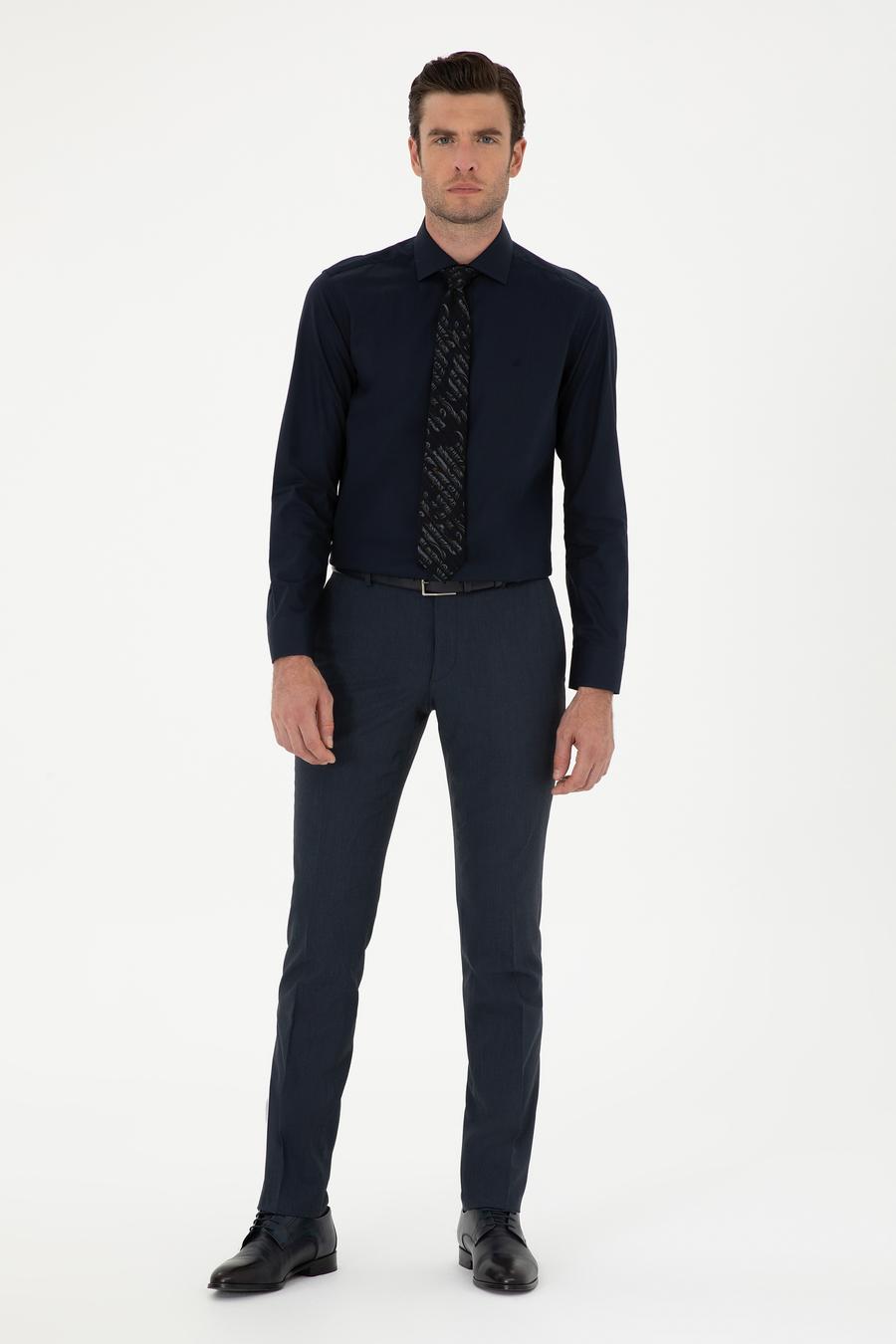 Lacivert Slim Fit Pamuk Klasik Gömlek - 50294755047