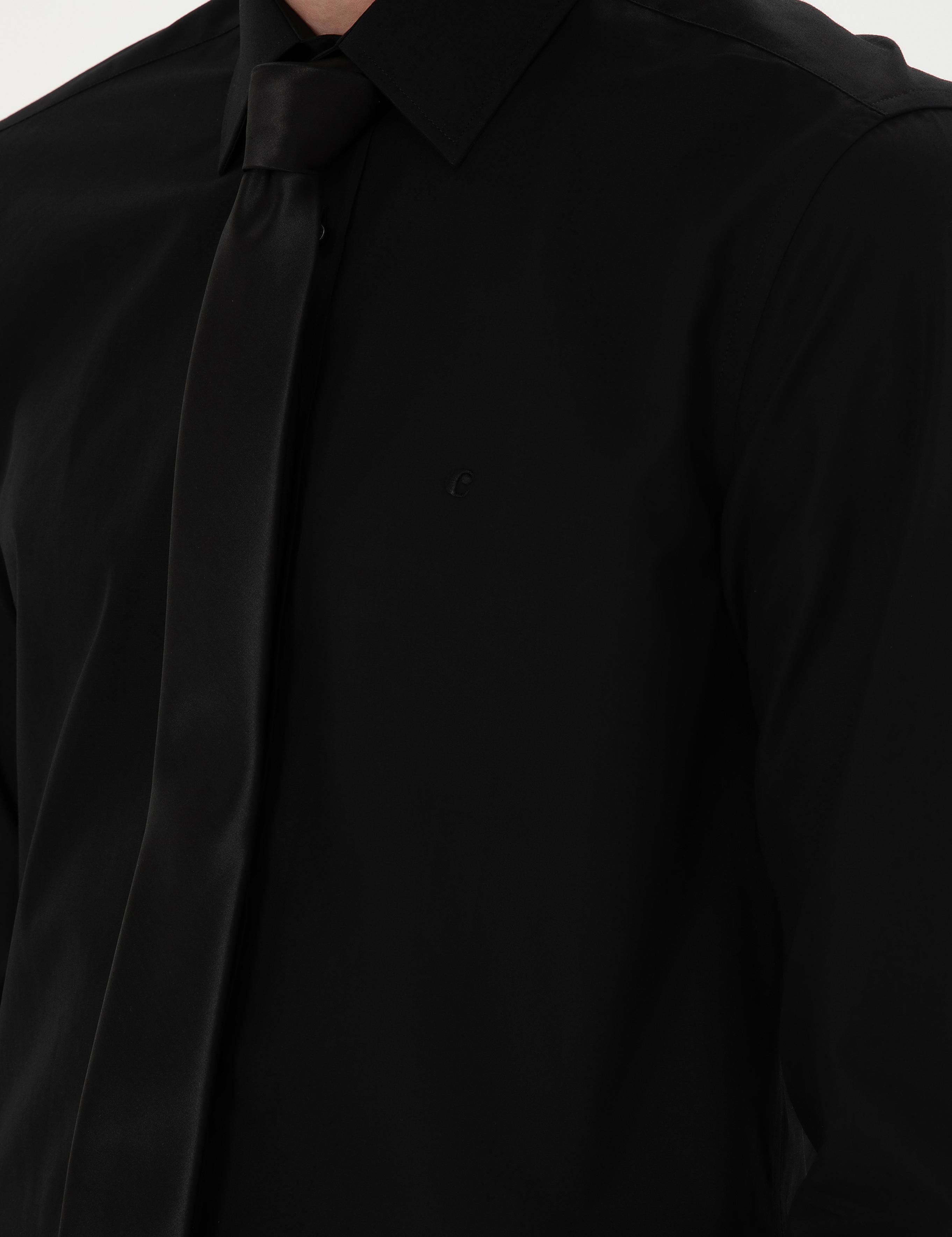 Siyah Slim Fit Pamuk Klasik Gömlek - 50294746062
