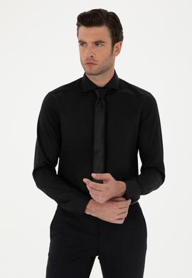 Siyah Slim Fit Uzun Kollu Basic Gömlek