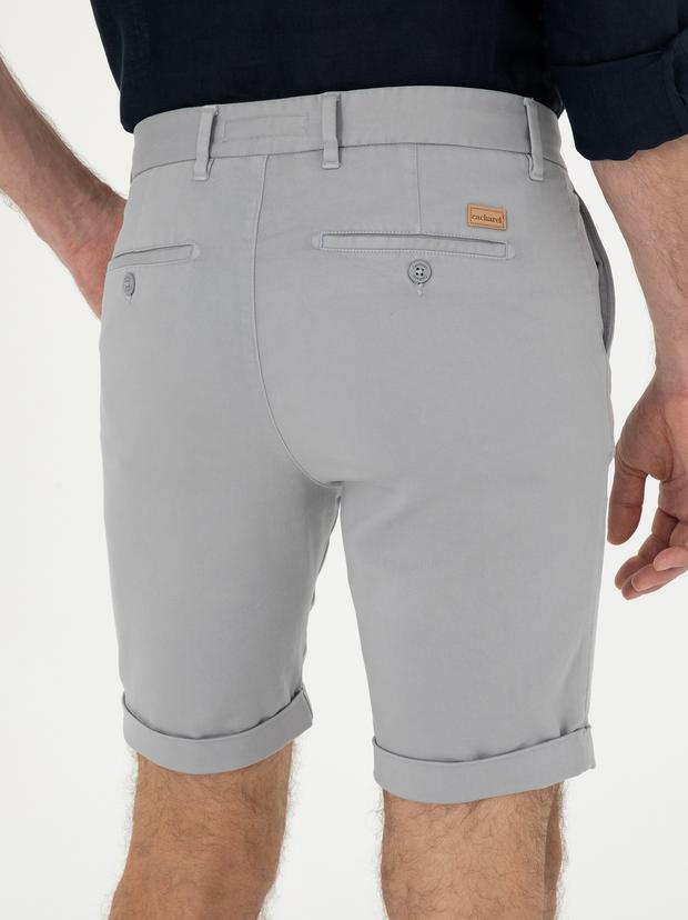 Gri Regular Fit Beli Bağcıklı Şort