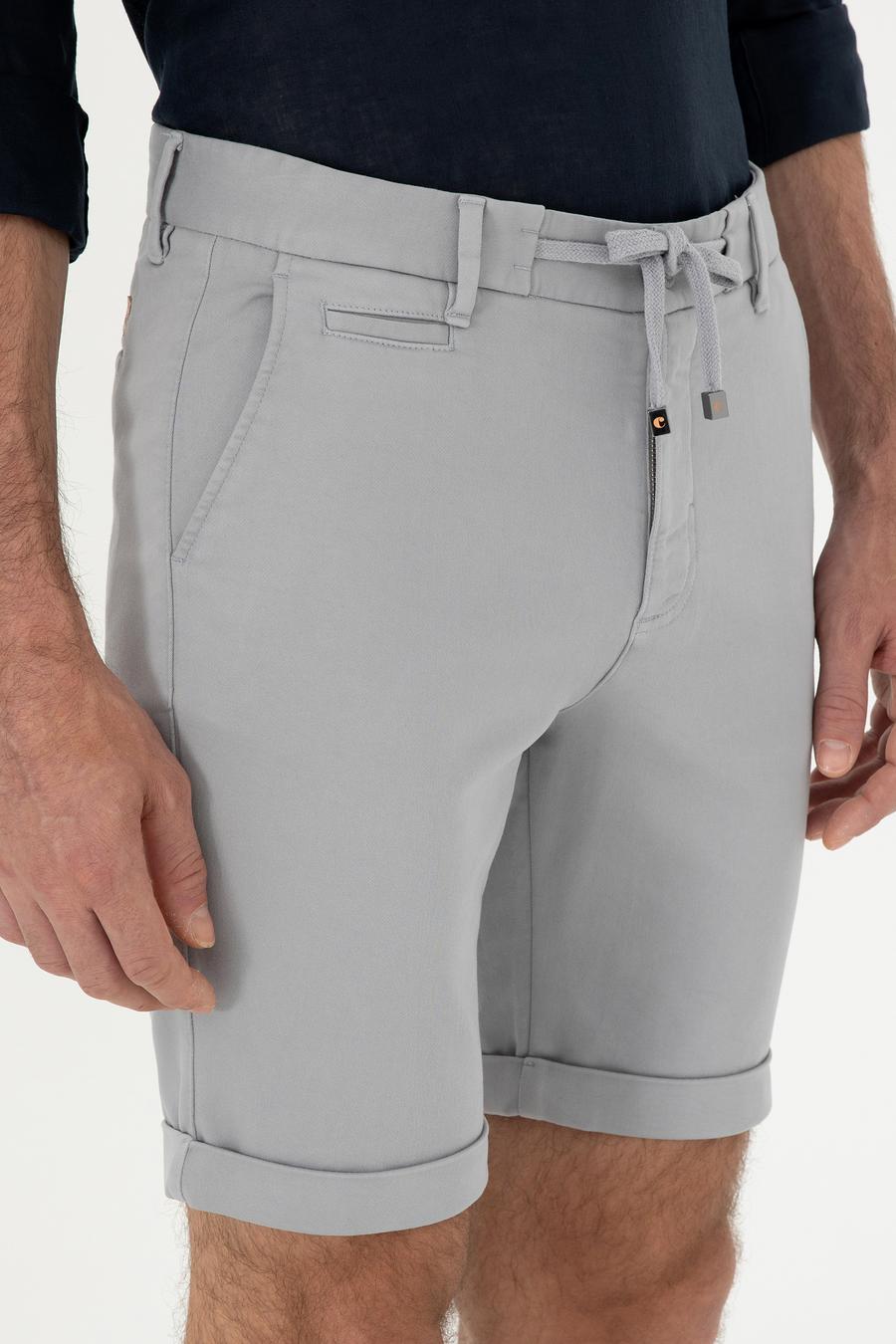 Gri Regular Fit Beli Bağcıklı Şort - 50287286067