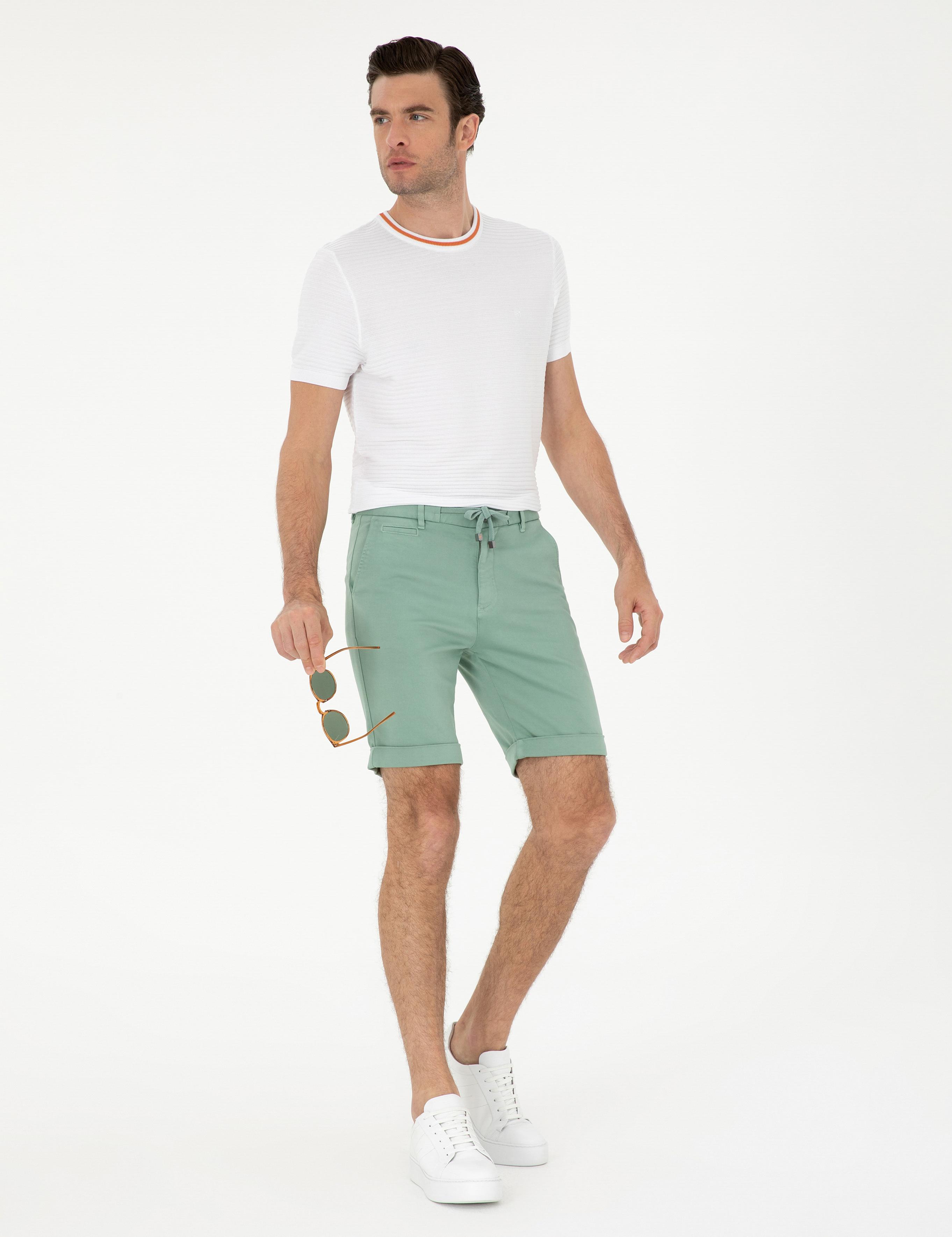 Mint Regular Fit Dokuma Şort - 50287286092