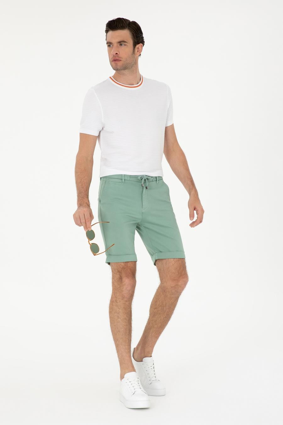 Mint Regular Fit Dokuma Şort - 50287286092