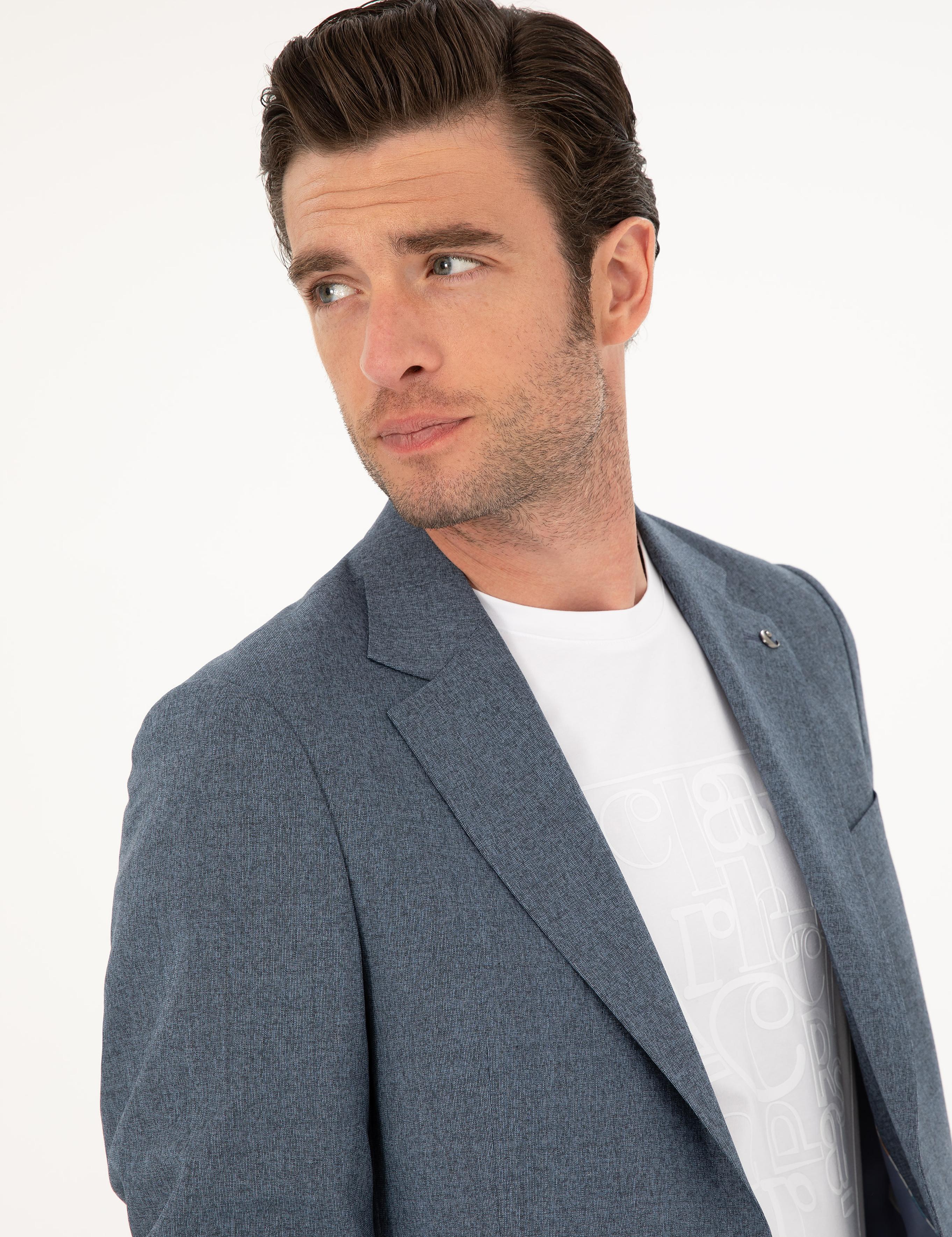 İndigo Slim Fit Yün Karışımlı Takım Elbise - 50284890074