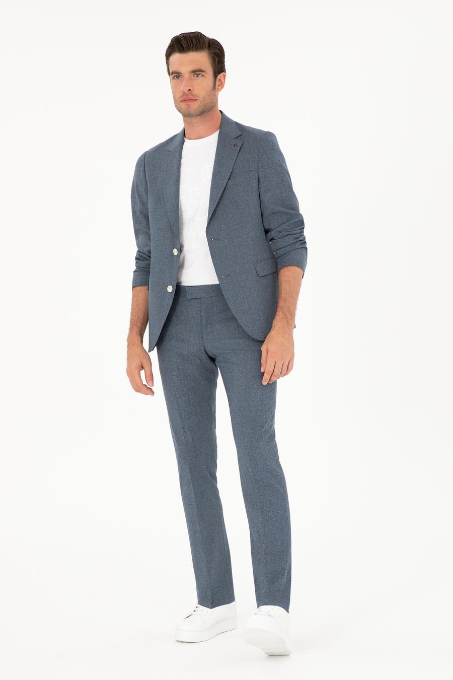 İndigo Slim Fit Yün Karışımlı Takım Elbise - 50284890074