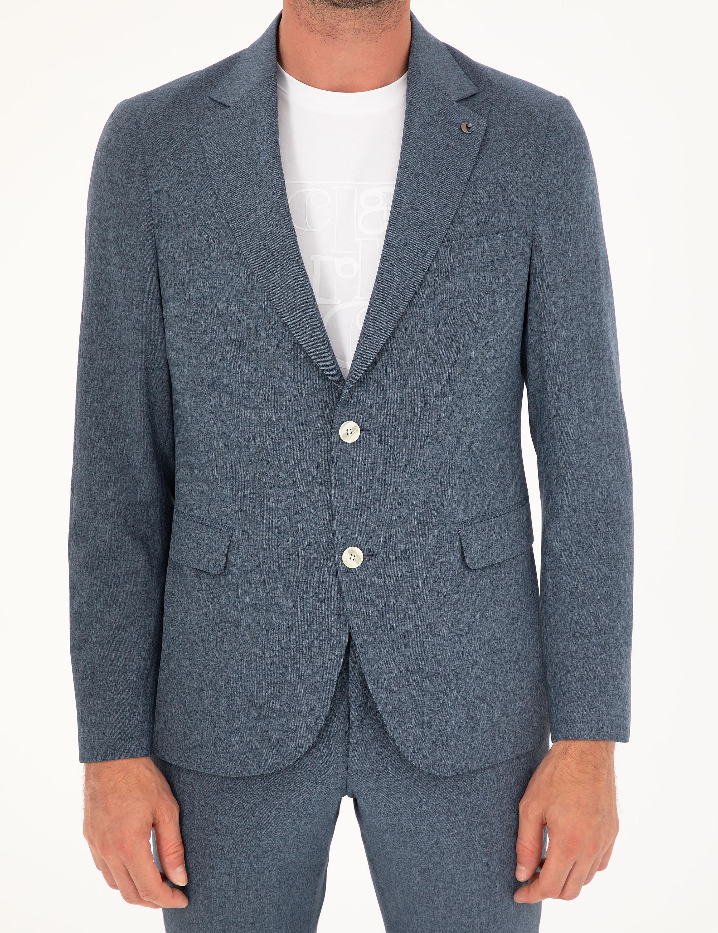 İndigo Slim Fit Yün Karışımlı Takım Elbise - 50284890074