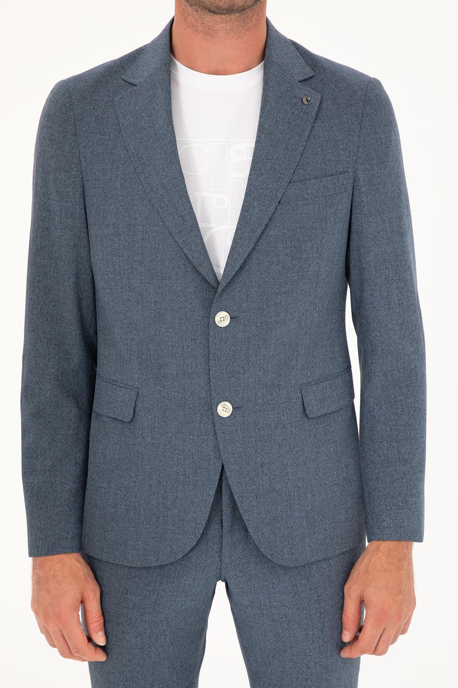 İndigo Slim Fit Yün Karışımlı Takım Elbise - 50284890074