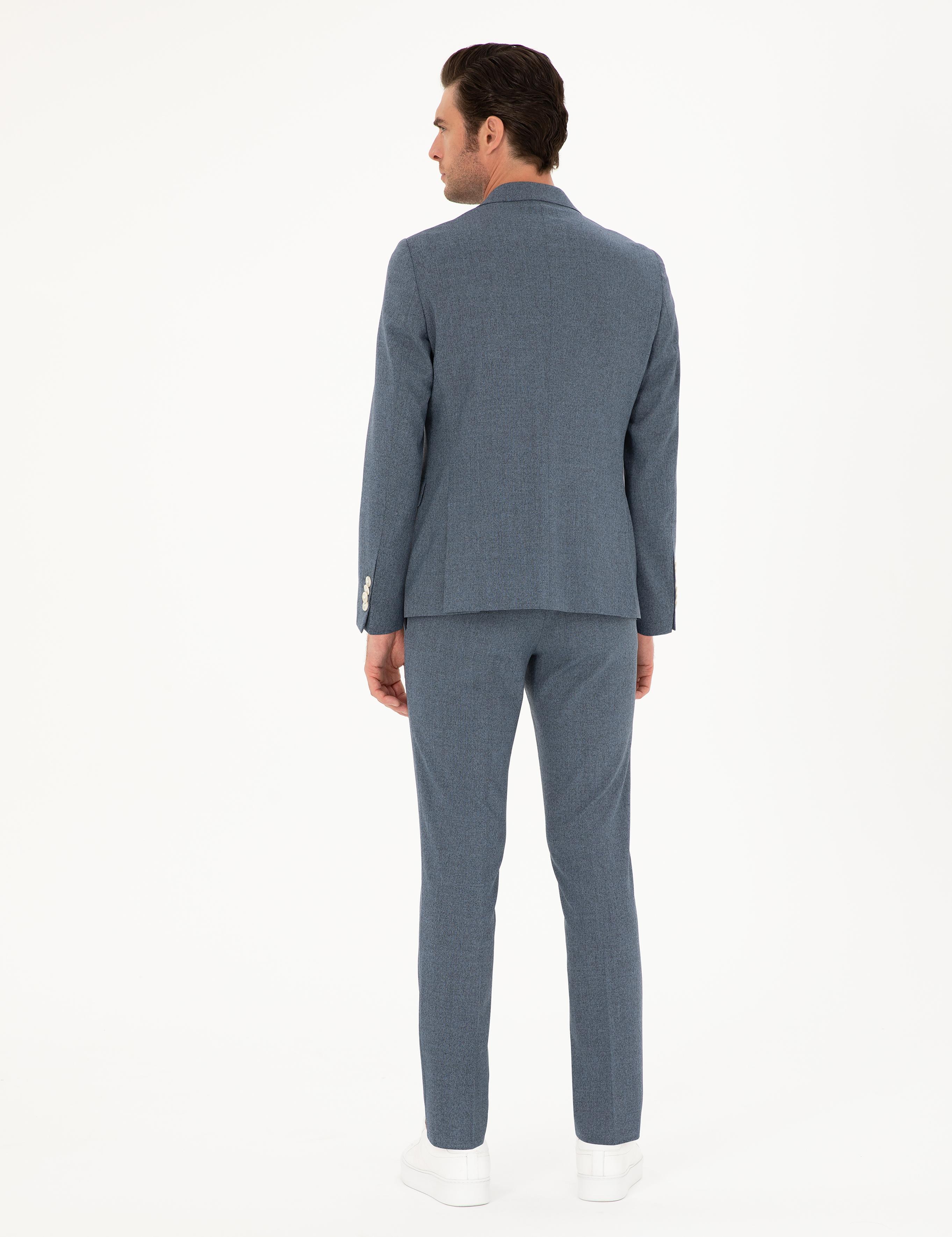 İndigo Slim Fit Yün Karışımlı Takım Elbise - 50284890074
