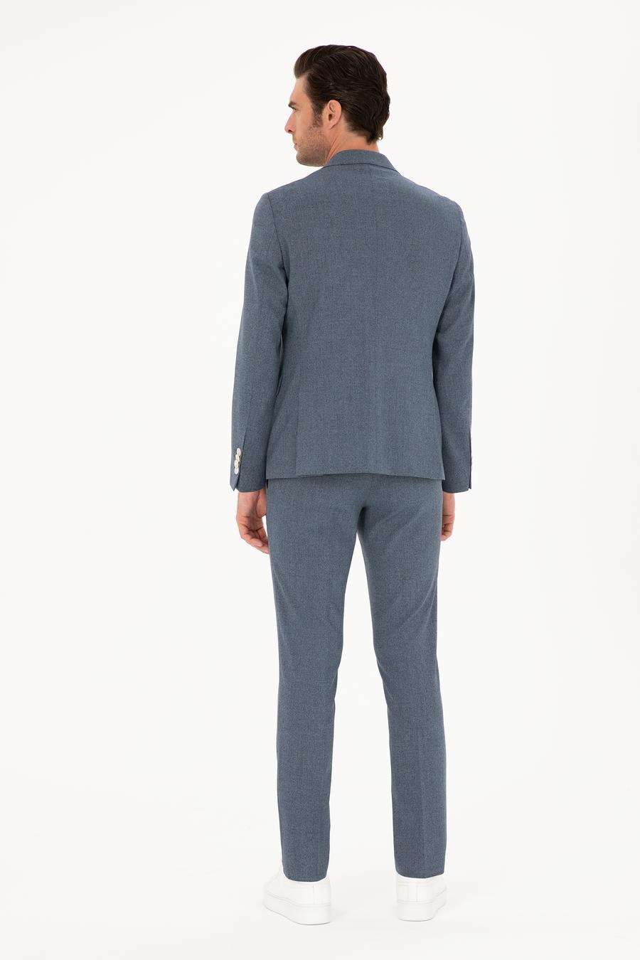 İndigo Slim Fit Yün Karışımlı Takım Elbise - 50284890074
