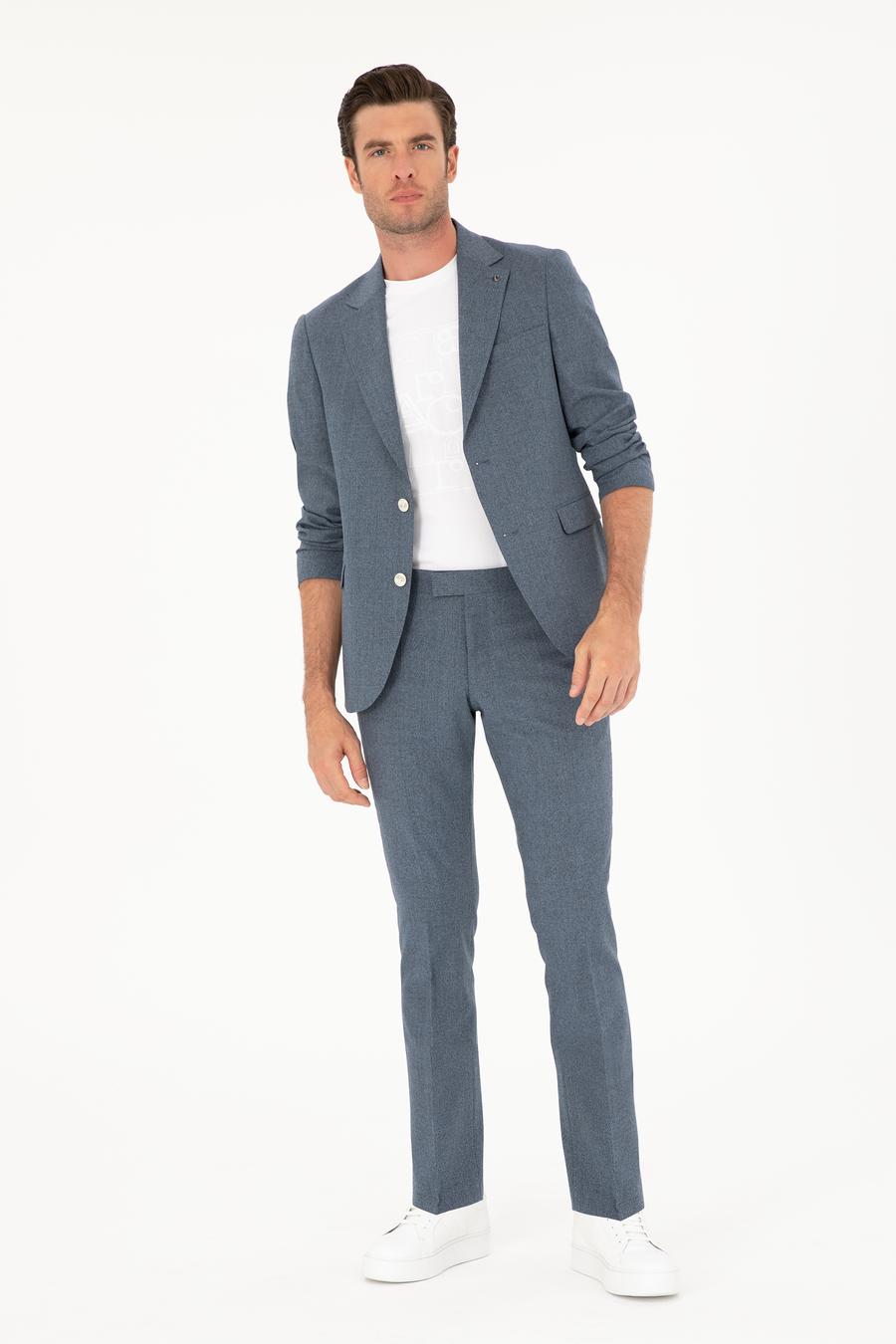 İndigo Slim Fit Yün Karışımlı Takım Elbise - 50284890074