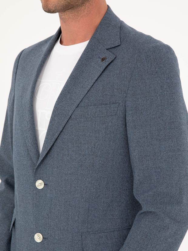 İndigo Slim Fit Yün Karışımlı Takım Elbise