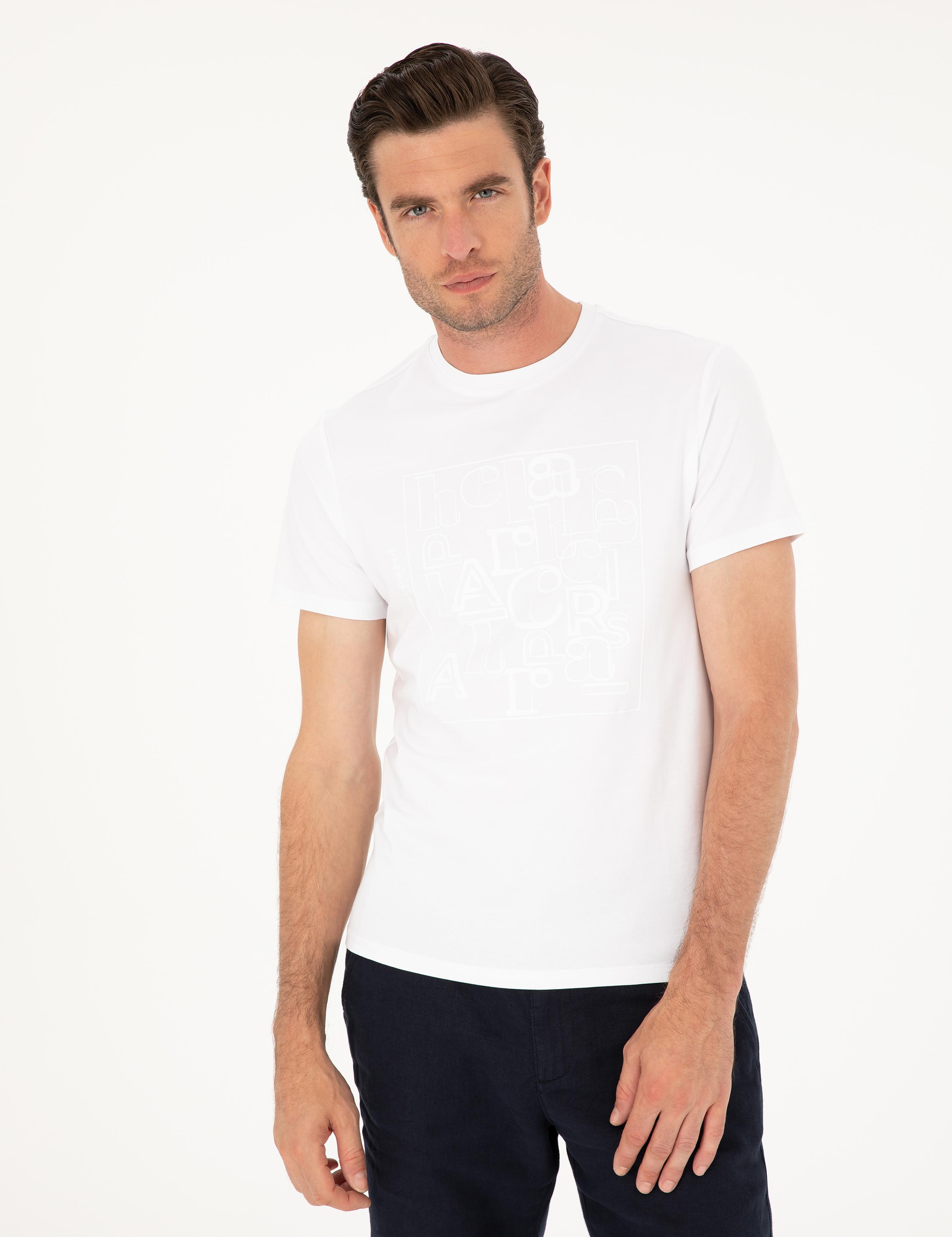 Beyaz Slim Fit Bisiklet Yaka T-shirt - 50284843030