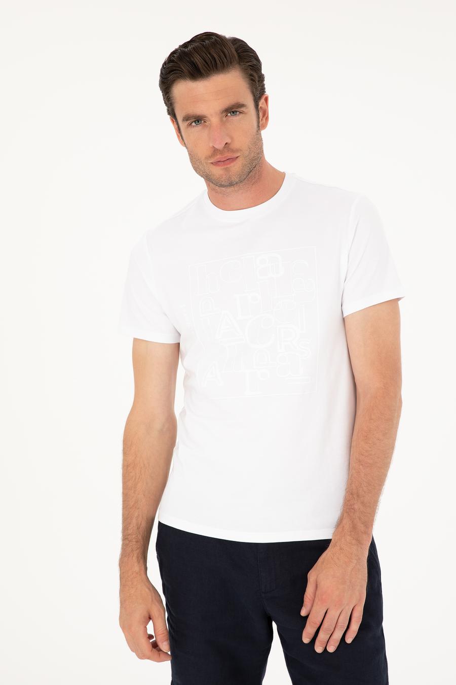 Beyaz Slim Fit Bisiklet Yaka T-shirt - 50284843030