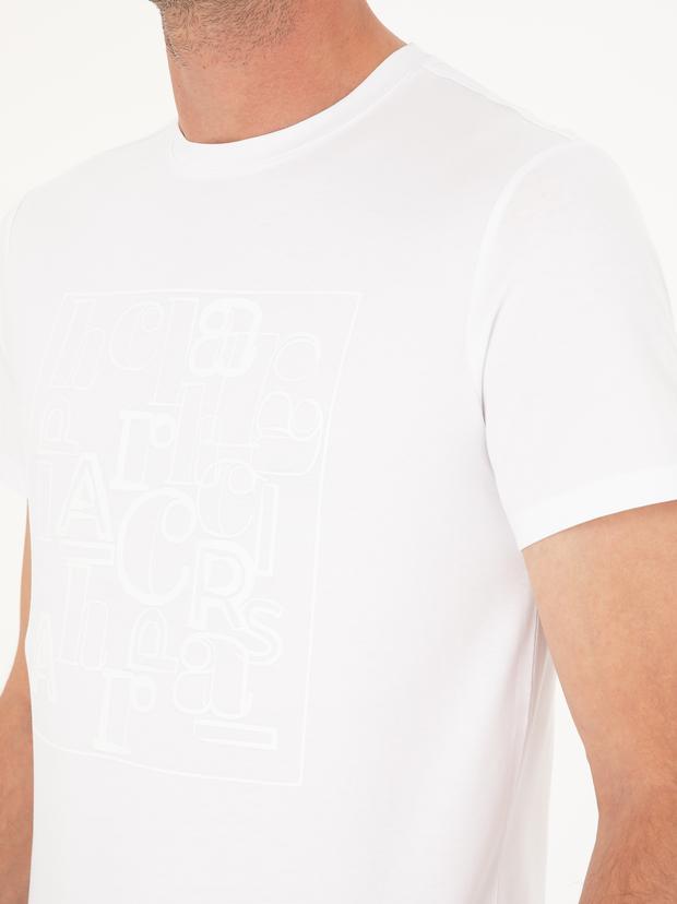 Beyaz Slim Fit Bisiklet Yaka T-shirt