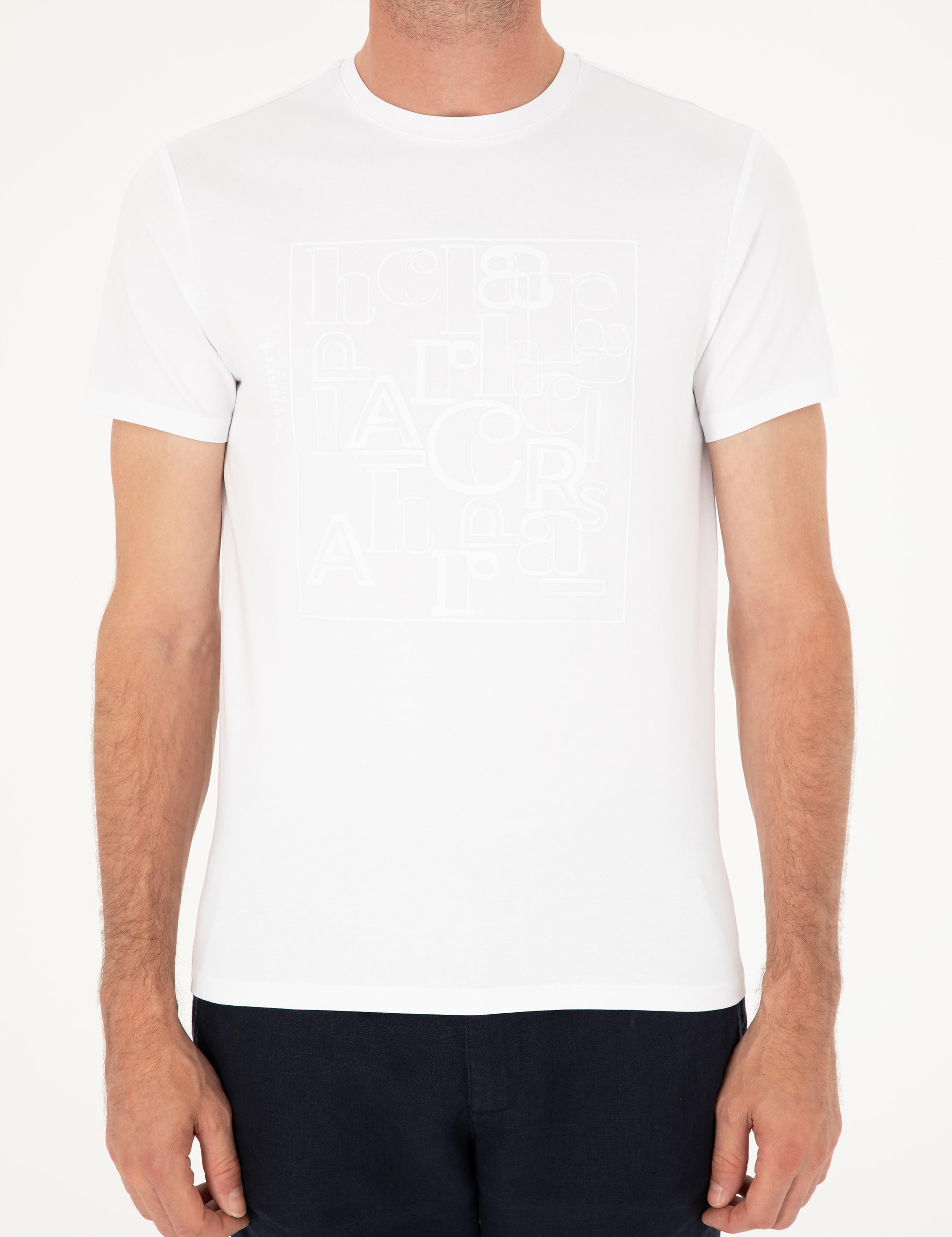 Beyaz Slim Fit Bisiklet Yaka T-shirt - 50284843030