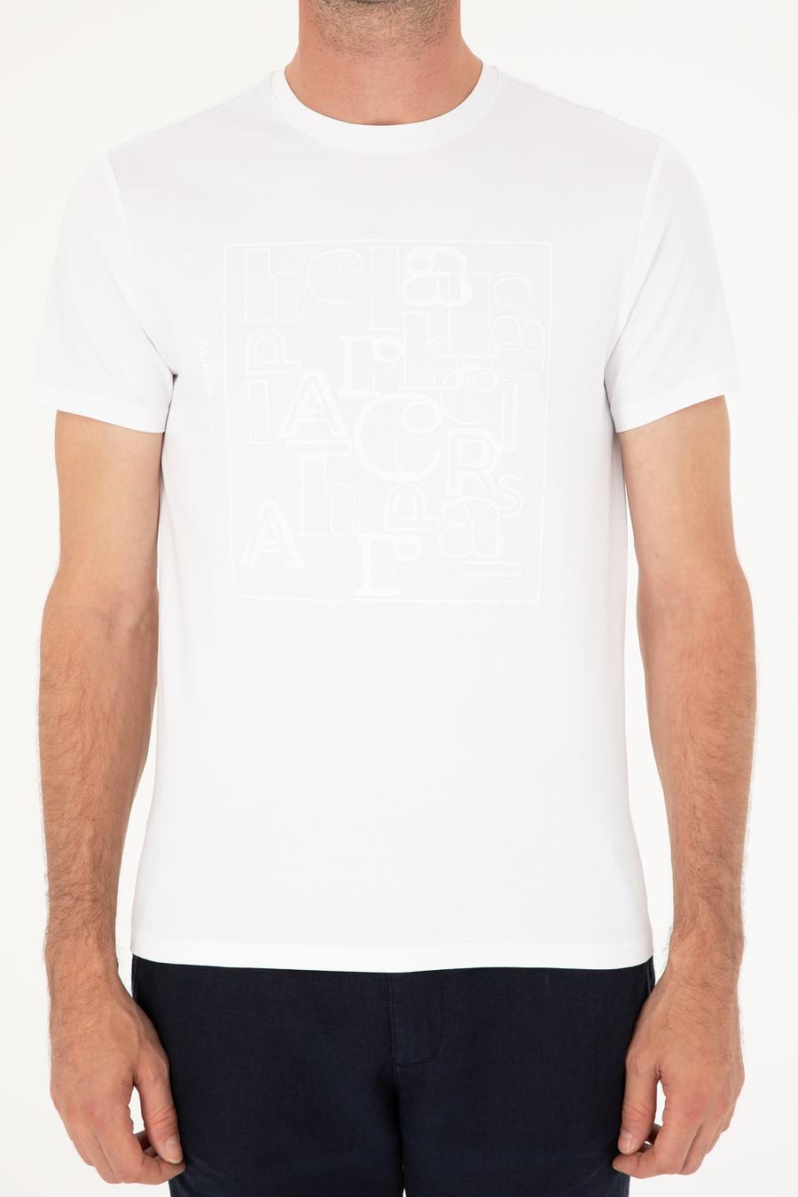 Beyaz Slim Fit Bisiklet Yaka T-shirt - 50284843030