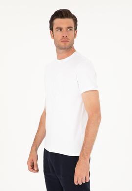 Beyaz Slim Fit Bisiklet Yaka T-shirt
