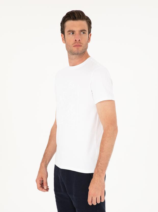 Beyaz Slim Fit Bisiklet Yaka T-shirt