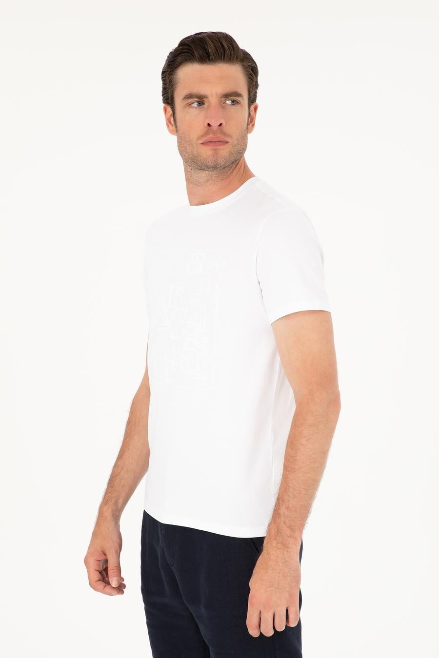 Beyaz Slim Fit Bisiklet Yaka T-shirt - 50284843030