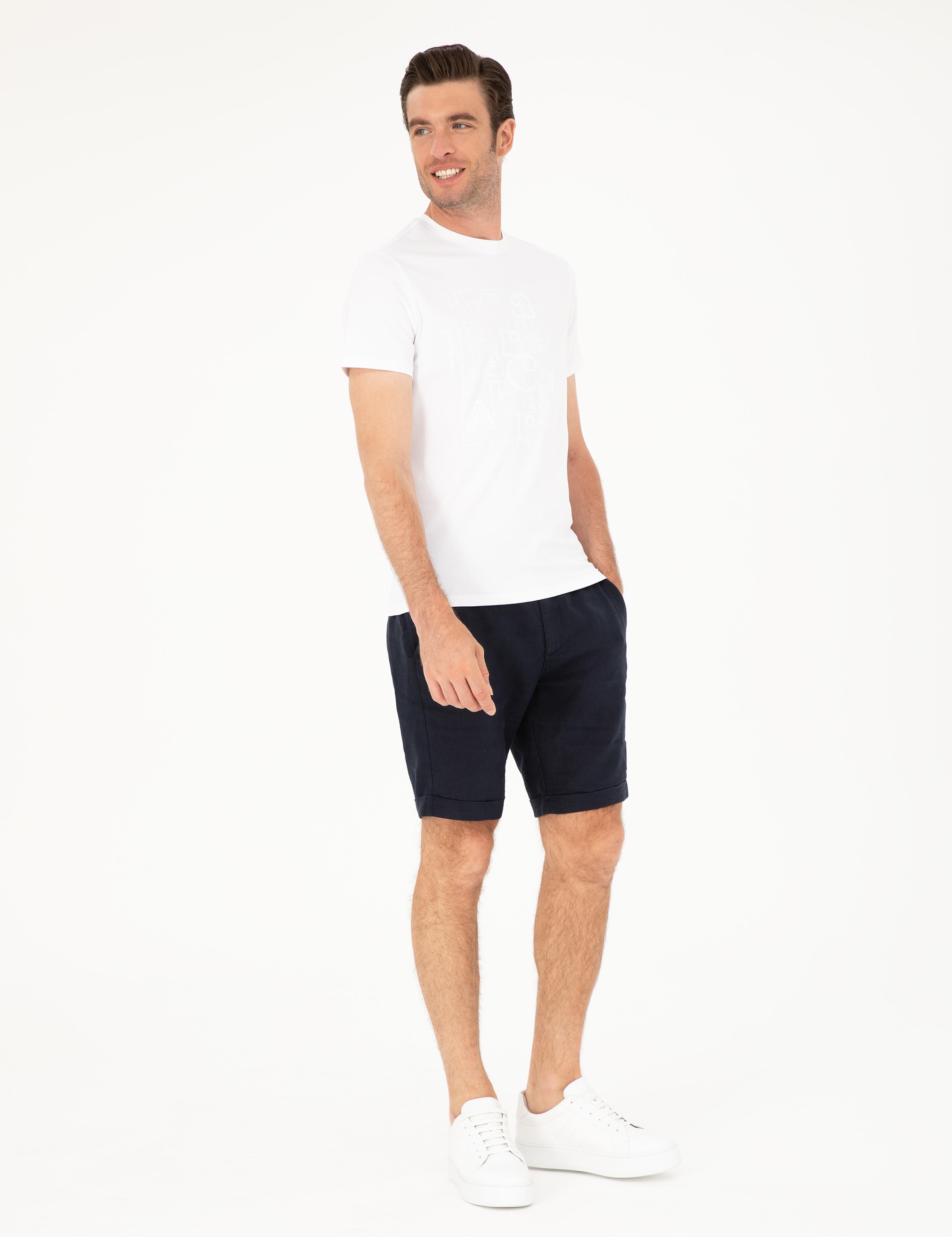 Beyaz Slim Fit Bisiklet Yaka T-shirt - 50284843030