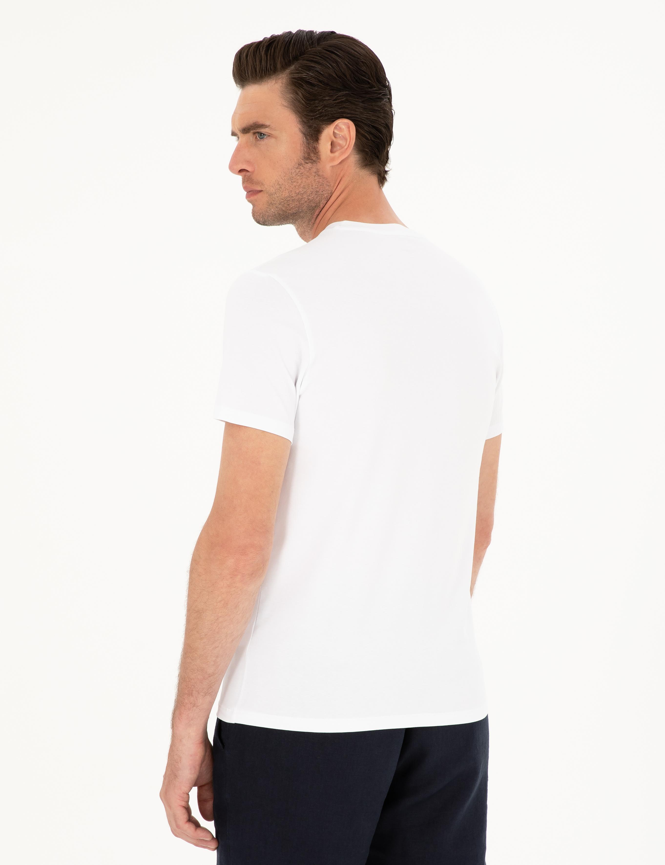 Beyaz Slim Fit Bisiklet Yaka T-shirt - 50284843030