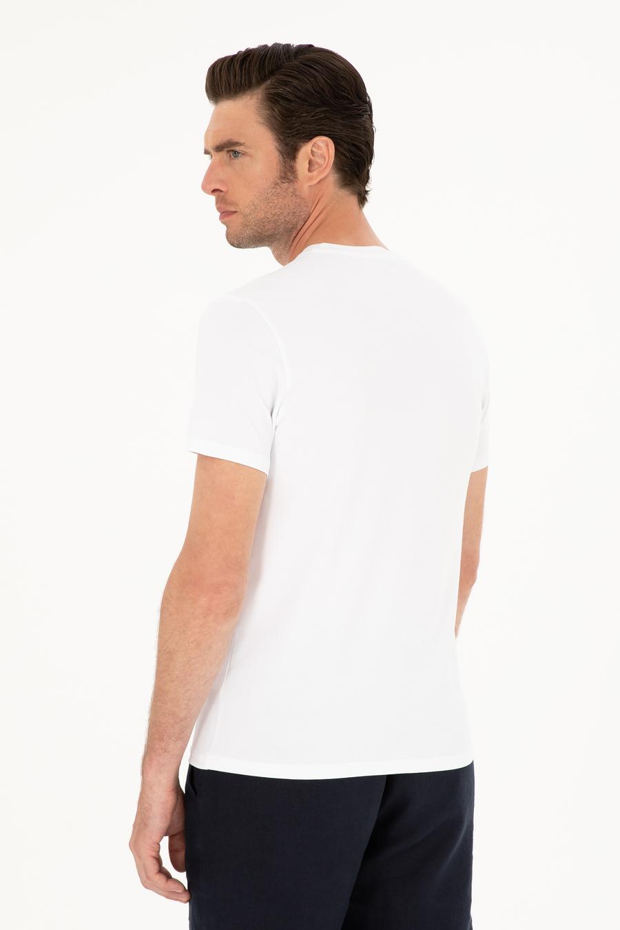 Beyaz Slim Fit Bisiklet Yaka T-shirt - 50284843030