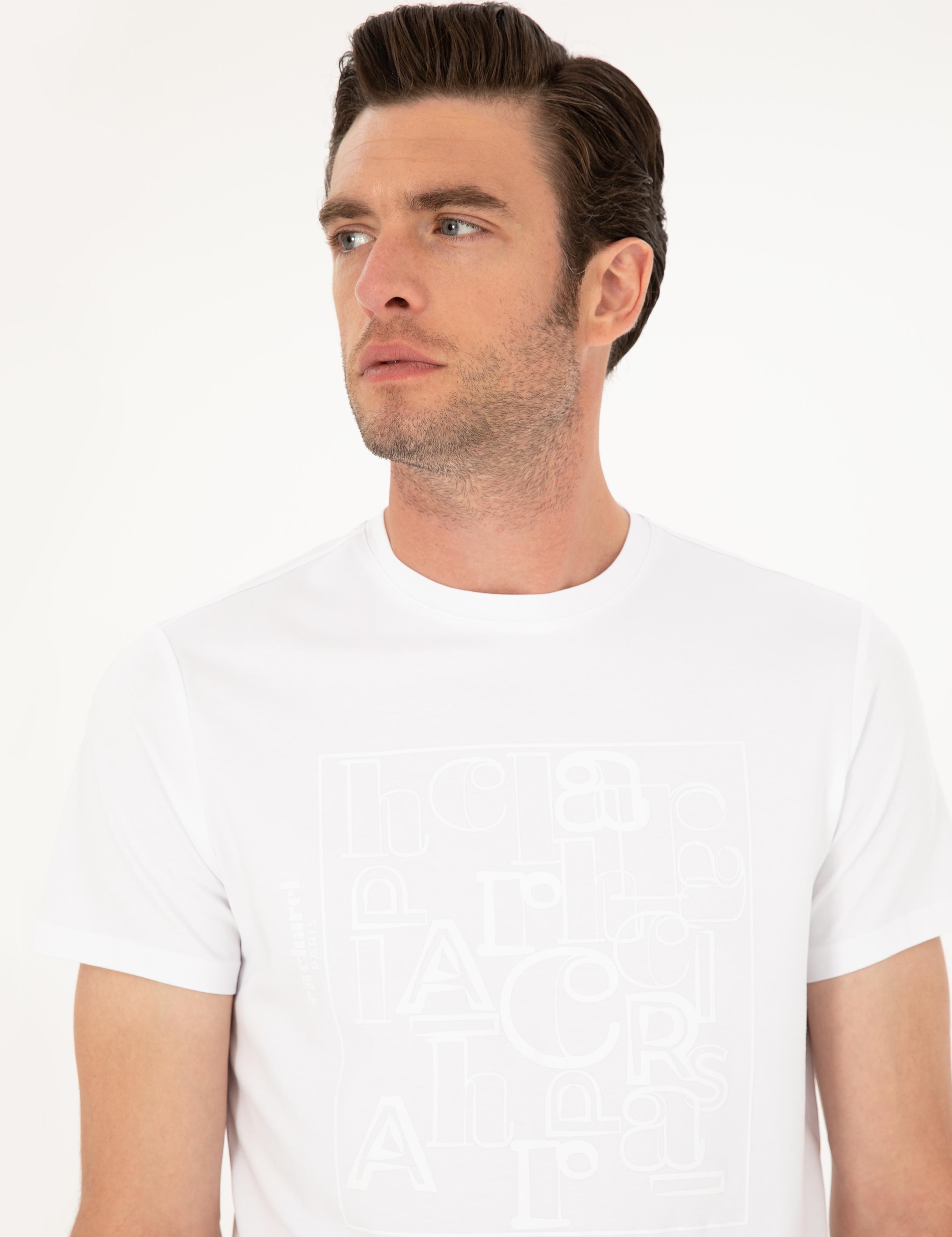 Beyaz Slim Fit Bisiklet Yaka T-shirt - 50284843030