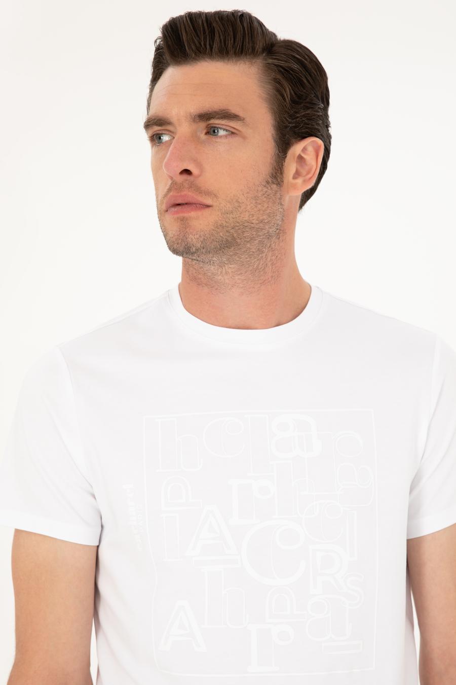 Beyaz Slim Fit Bisiklet Yaka T-shirt - 50284843030