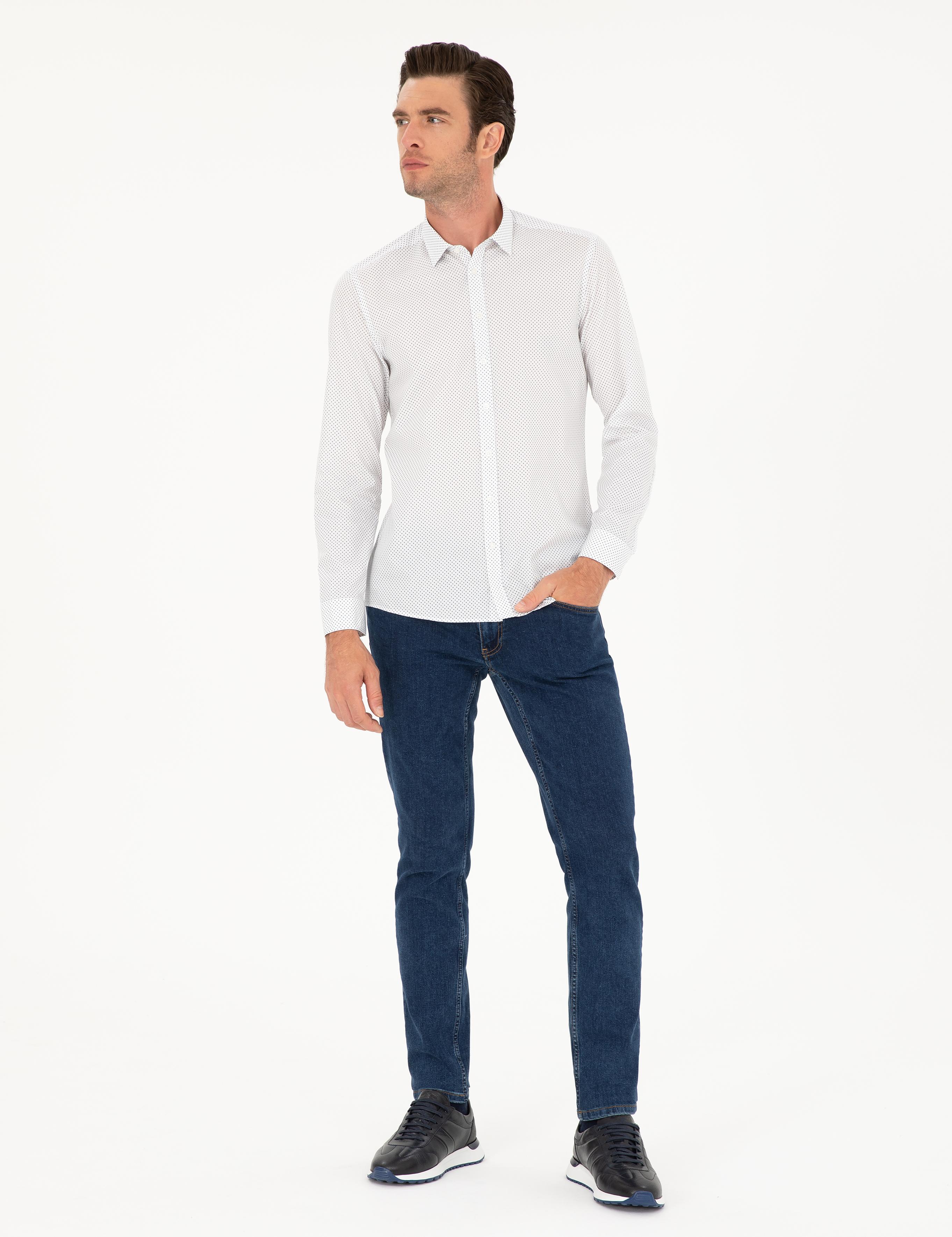 Lacivert Slim Fit Uzun Kollu Gömlek - 50218084006