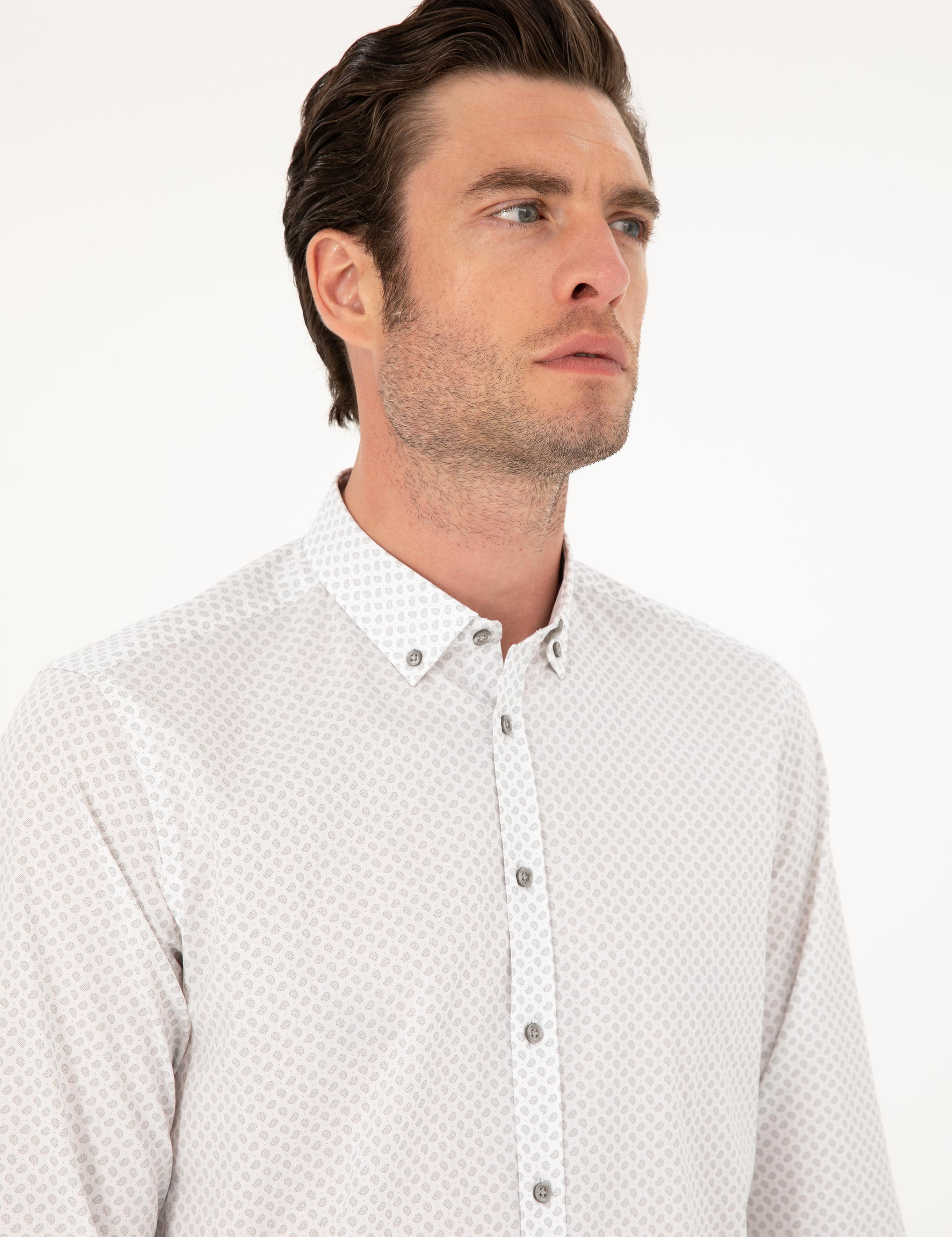 Açık Gri Slim Fit Uzun Kollu Gömlek - 50218082005