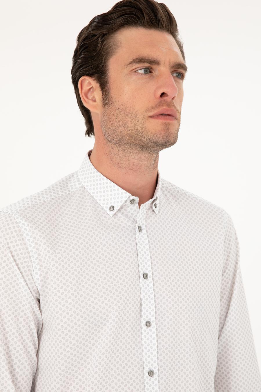 Açık Gri Slim Fit Uzun Kollu Gömlek - 50218082005