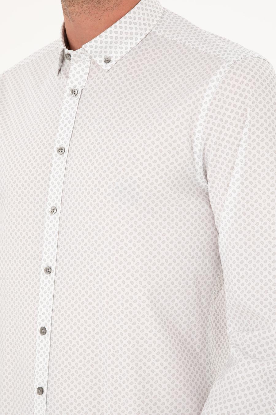 Açık Gri Slim Fit Uzun Kollu Gömlek - 50218082005