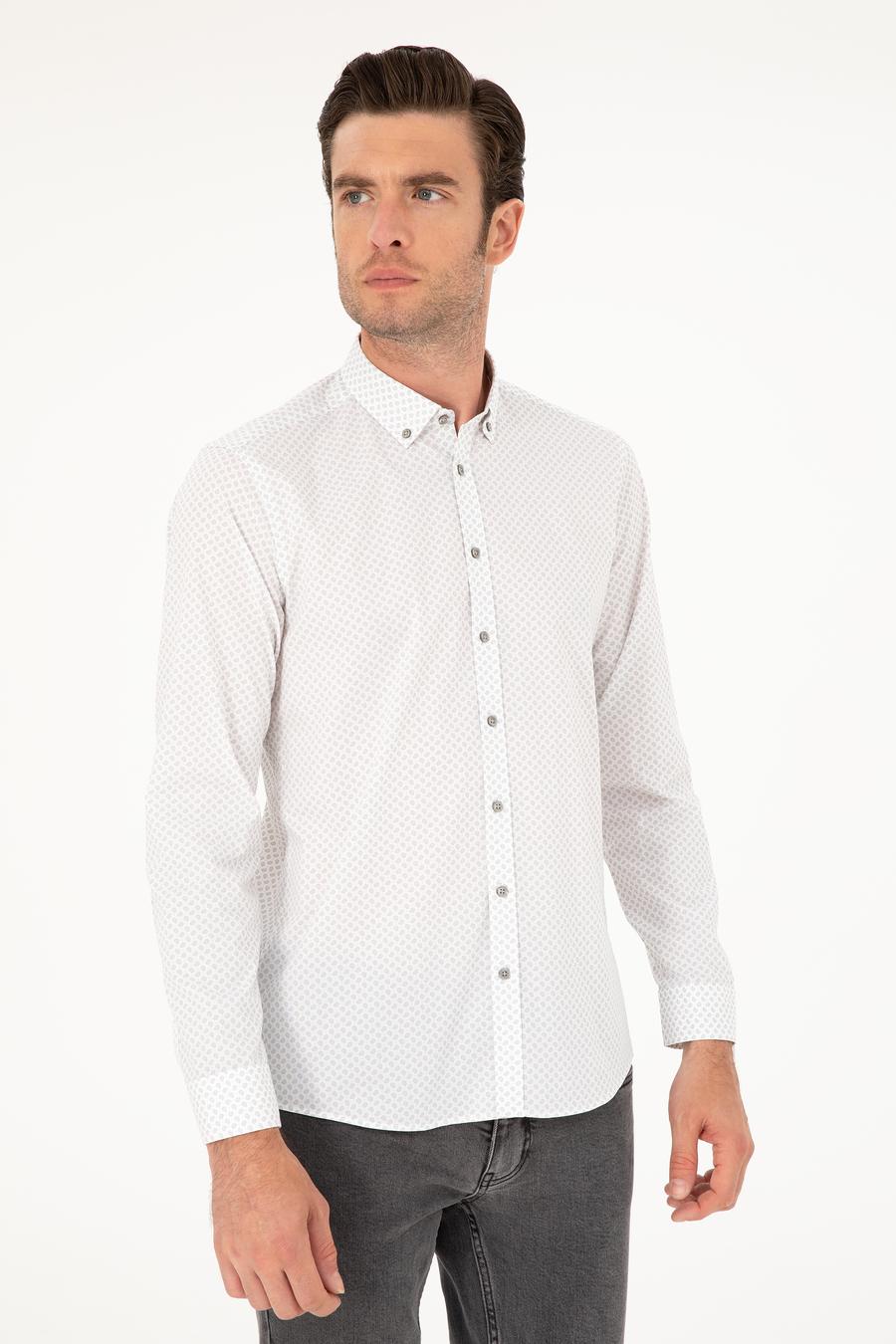 Açık Gri Slim Fit Uzun Kollu Gömlek - 50218082005