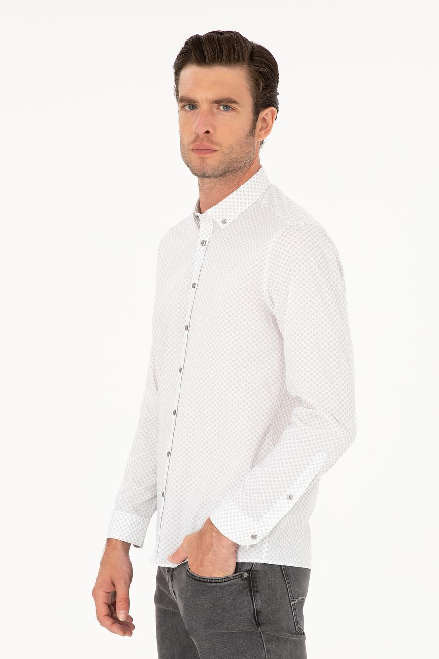 Açık Gri Slim Fit Uzun Kollu Gömlek - 50218082005