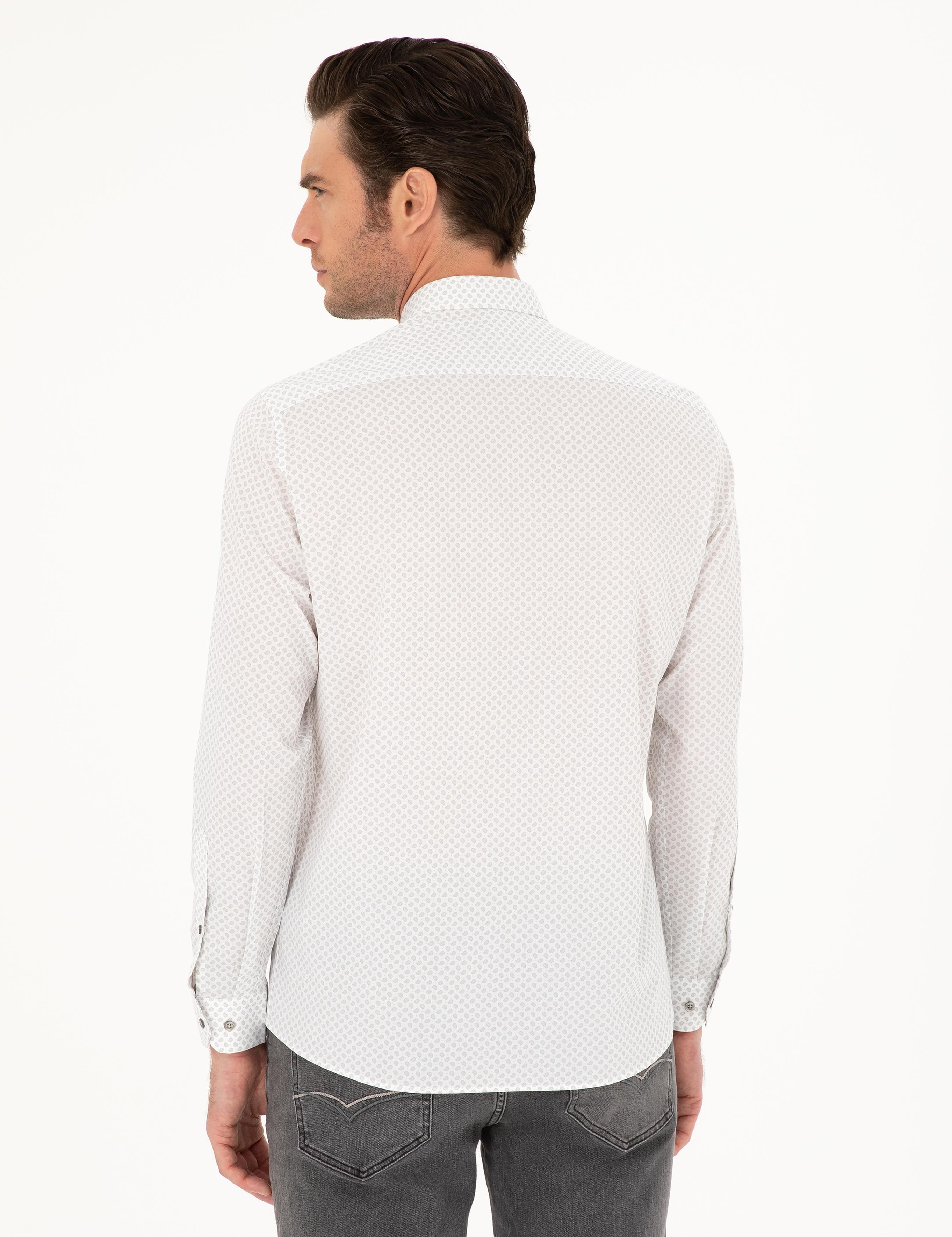 Açık Gri Slim Fit Uzun Kollu Gömlek - 50218082005
