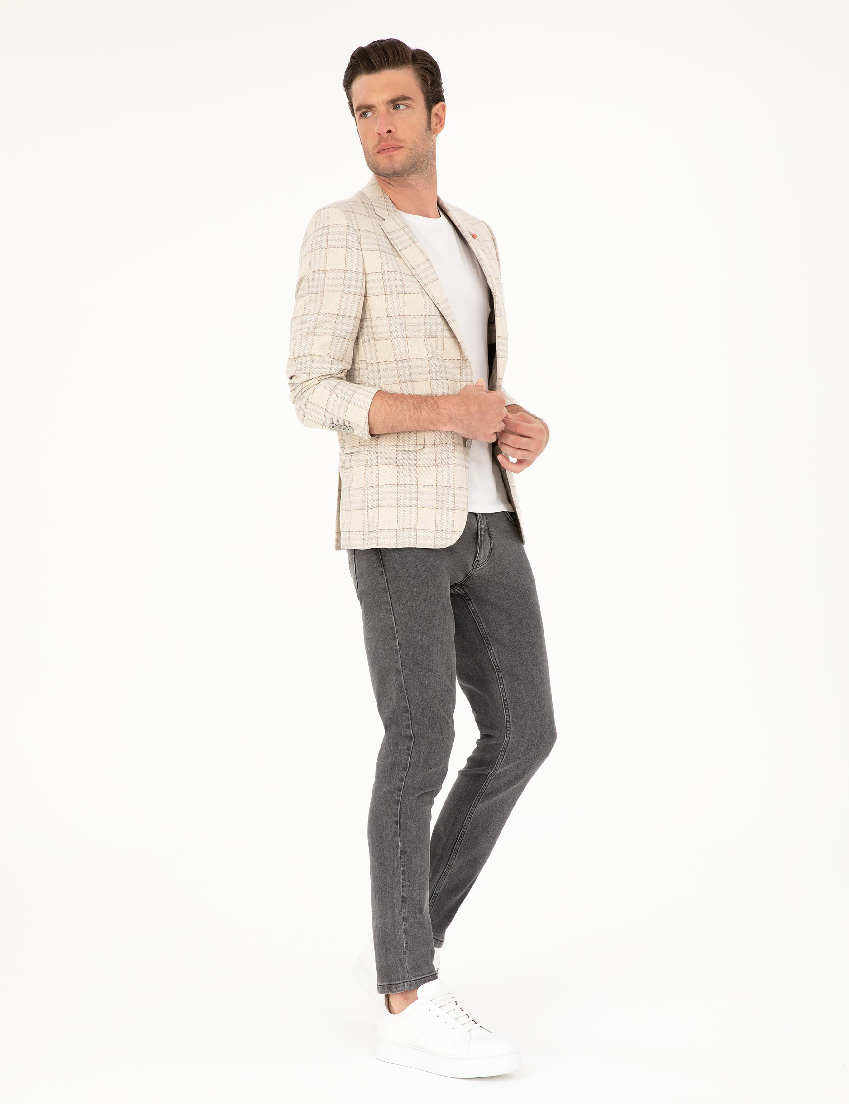 Ekru Slim Fit Ceket - 50219500014