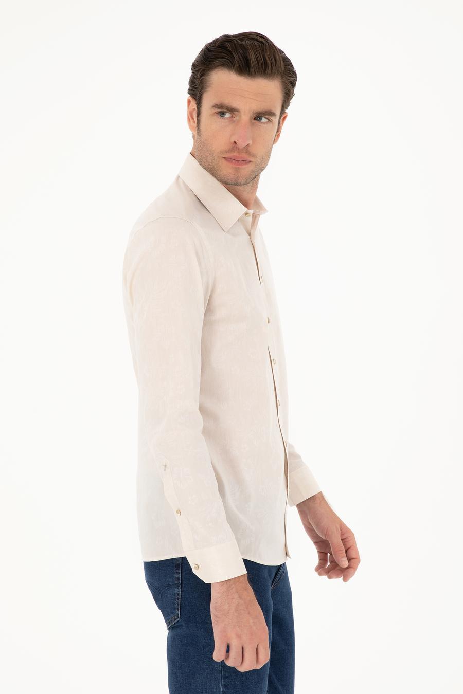 Bej Slim Fit Uzun Kollu Gömlek - 50233014005