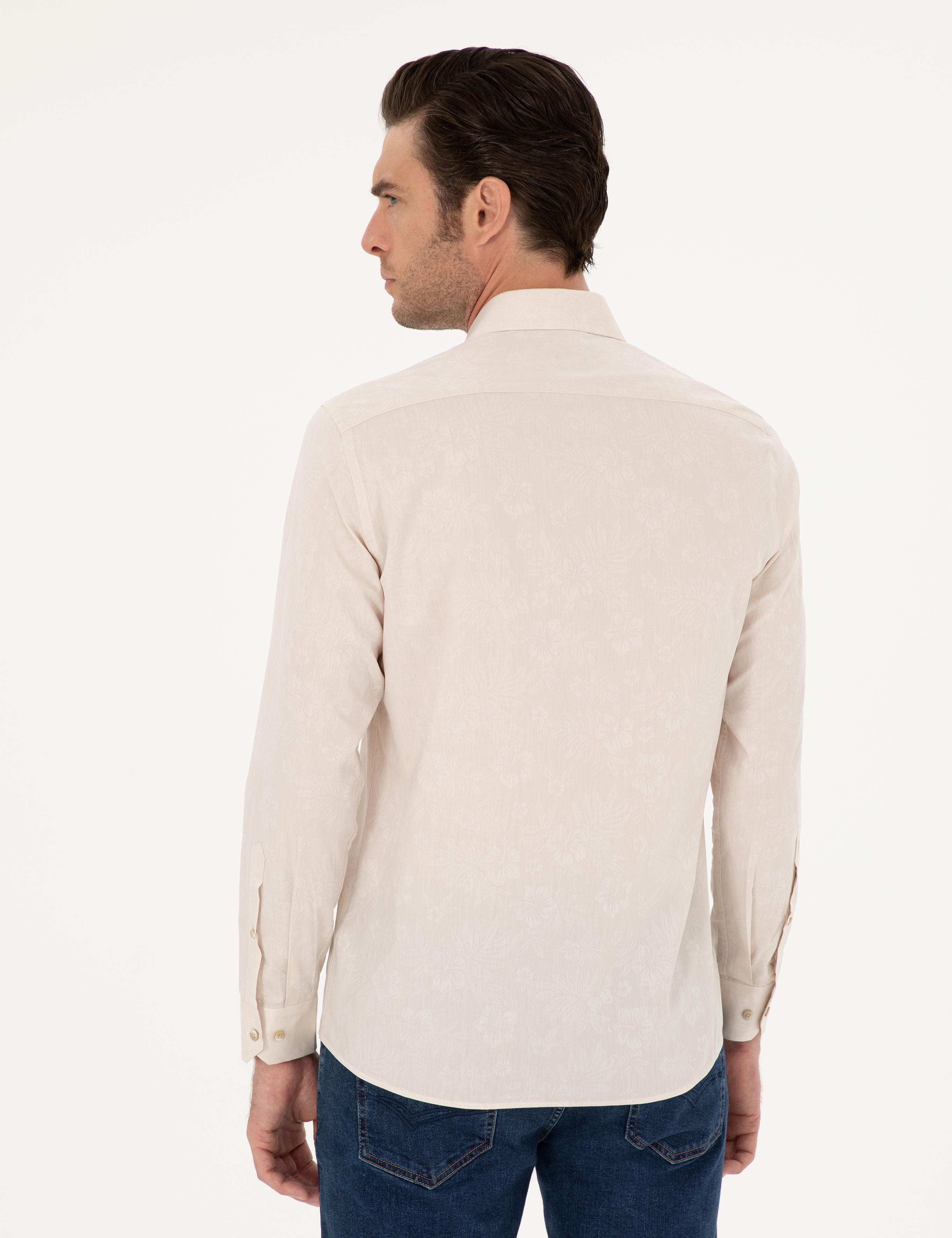 Bej Slim Fit Uzun Kollu Gömlek - 50233014005