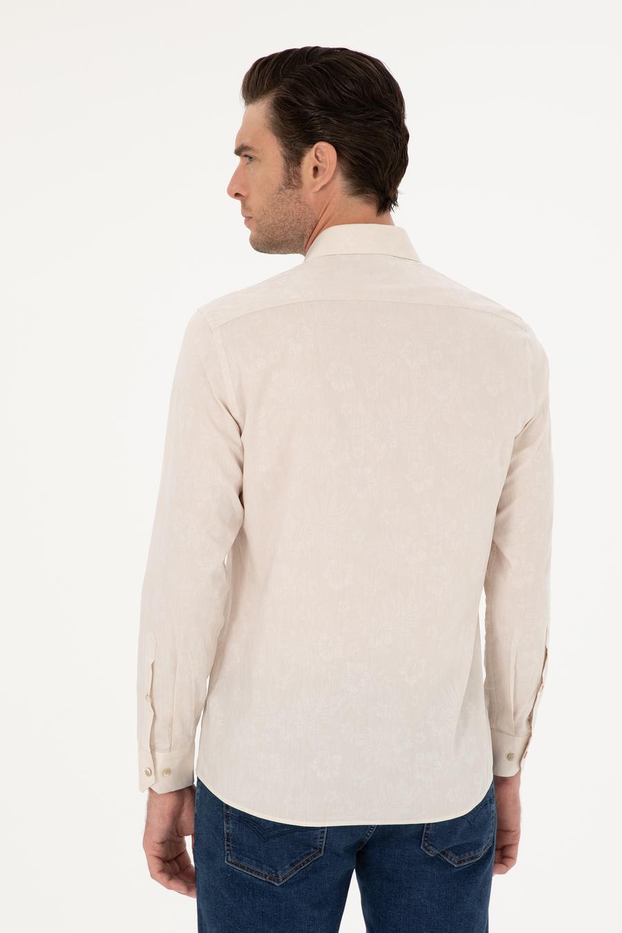 Bej Slim Fit Uzun Kollu Gömlek - 50233014005